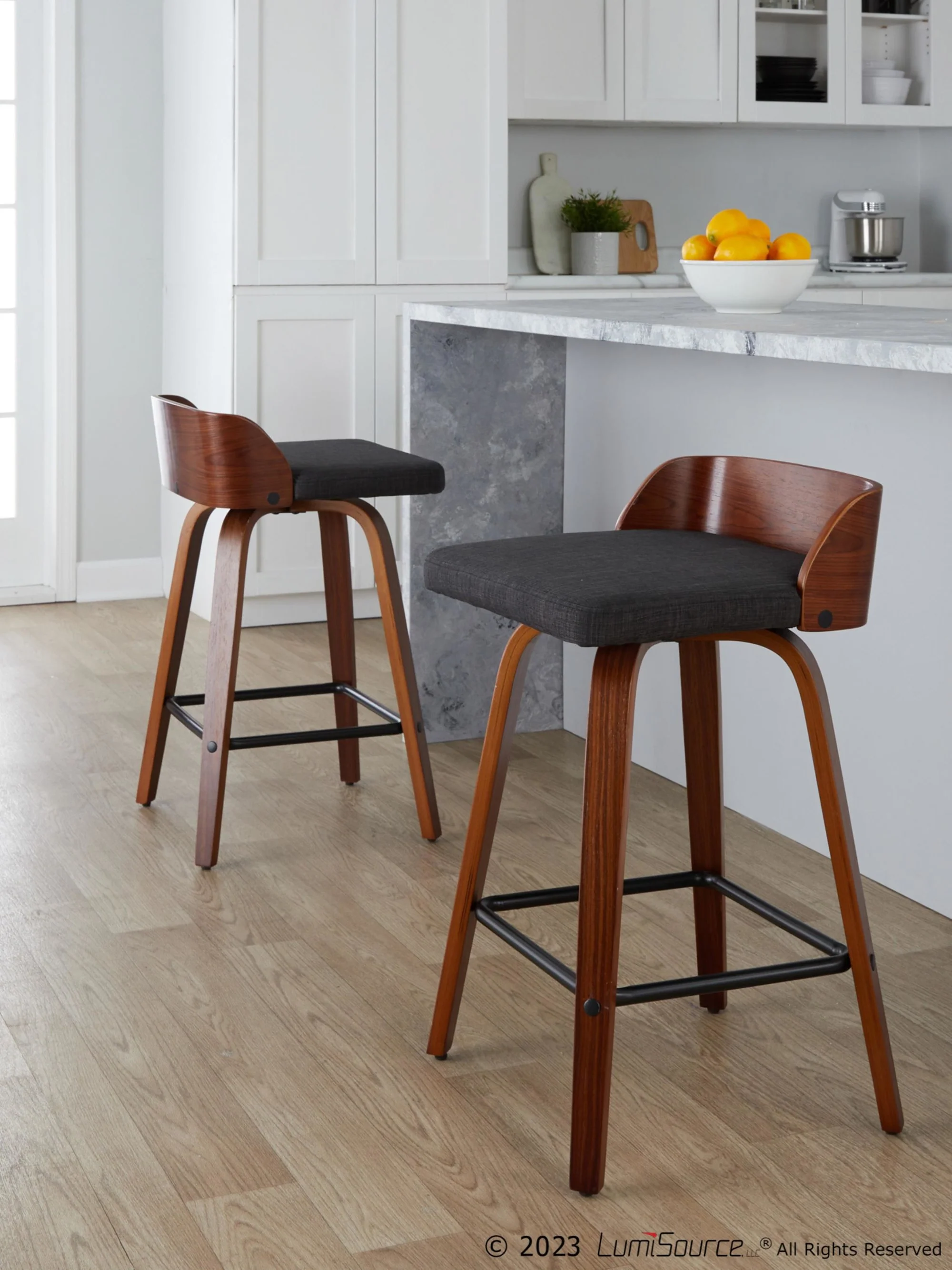 Maya 24" Fixed-Height Counter Stool - Set of 2 By LumiSource - B24-MAYAFB-GRTZX2 WLWLCHAR2 - Image 2