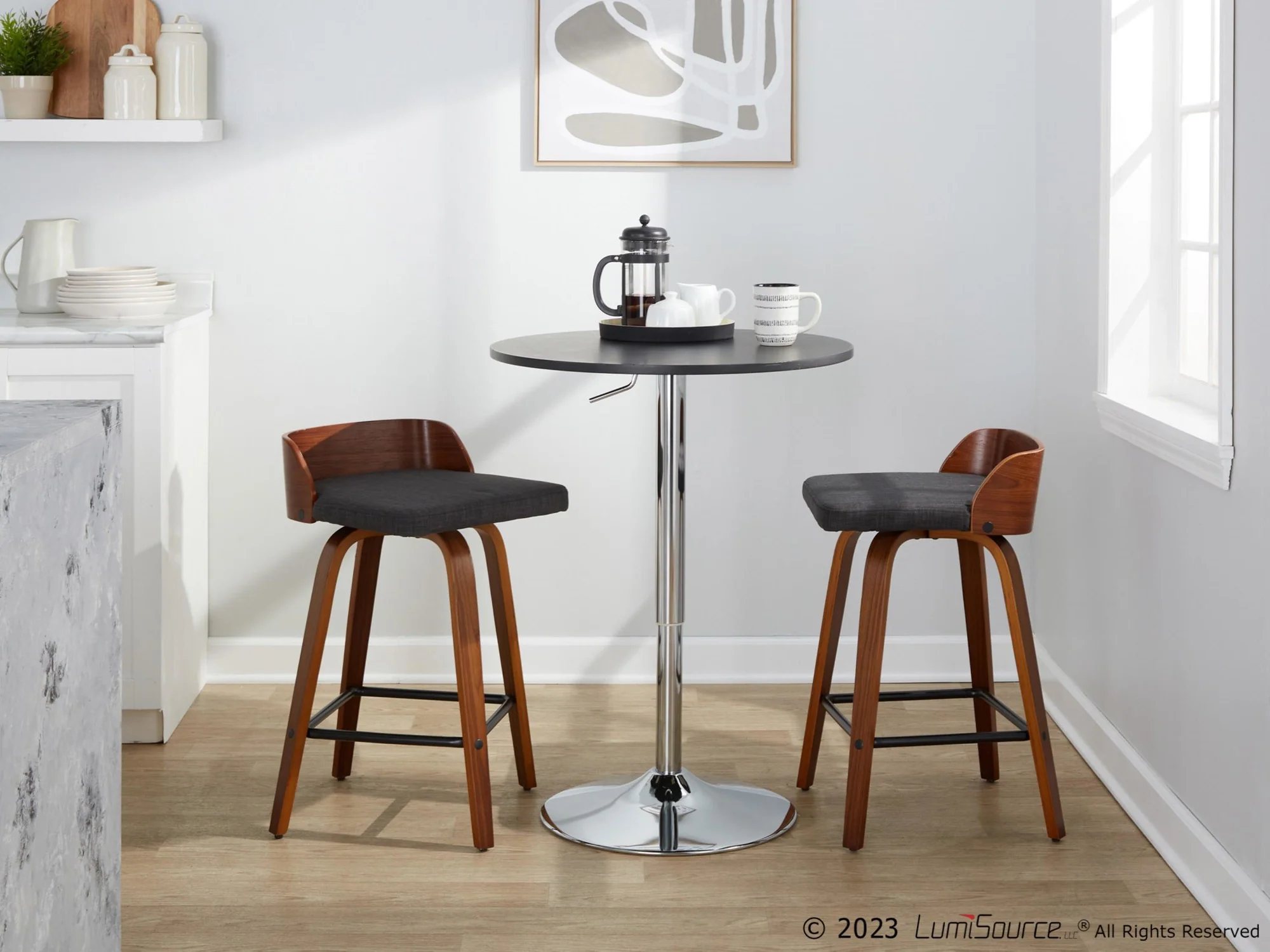 Maya 24" Fixed-Height Counter Stool - Set of 2 By LumiSource - B24-MAYAFB-GRTZX2 WLWLCHAR2 - Image 4