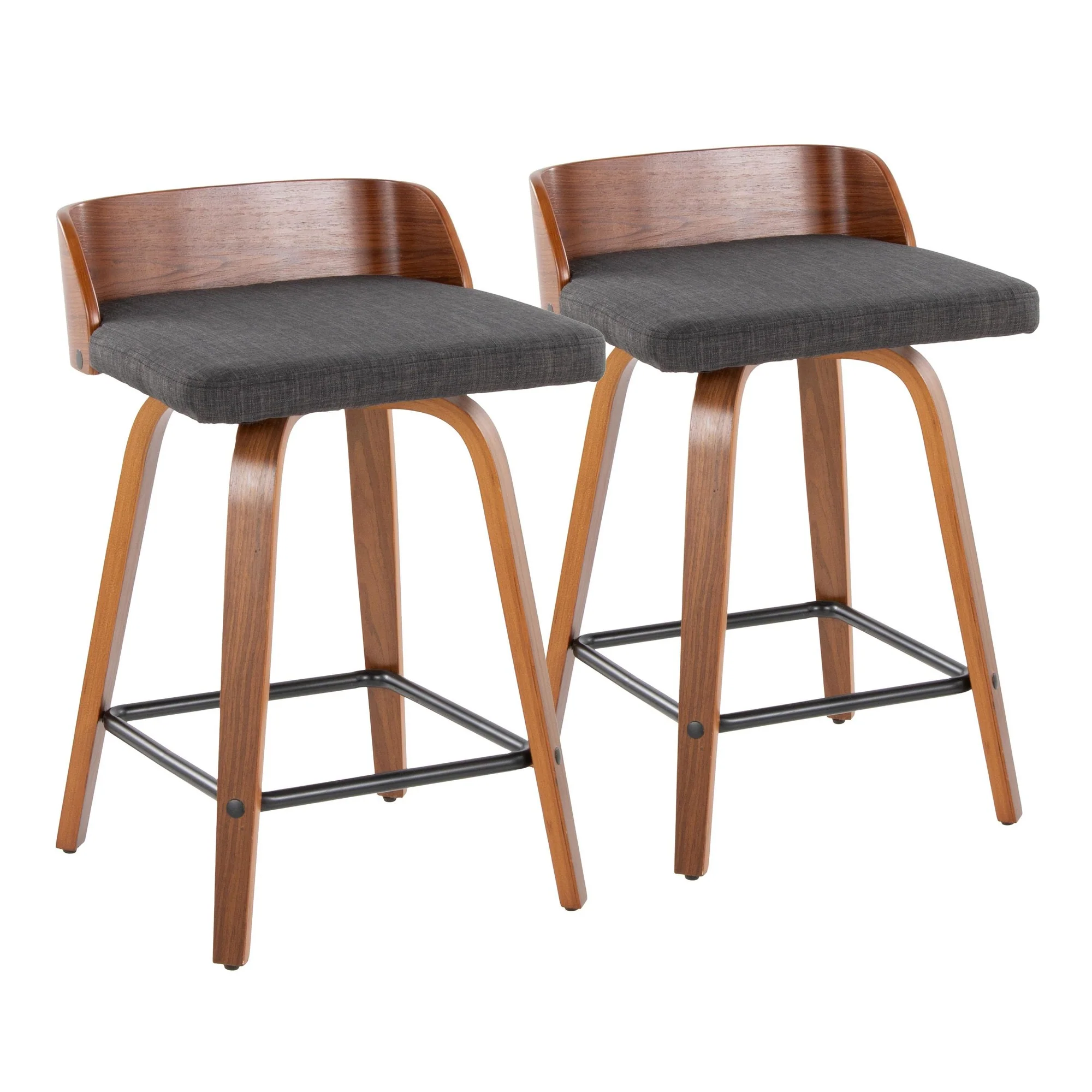 Maya 24" Fixed-Height Counter Stool - Set of 2 By LumiSource - B24-MAYAFB-GRTZX2 WLWLCHAR2 - Image 5