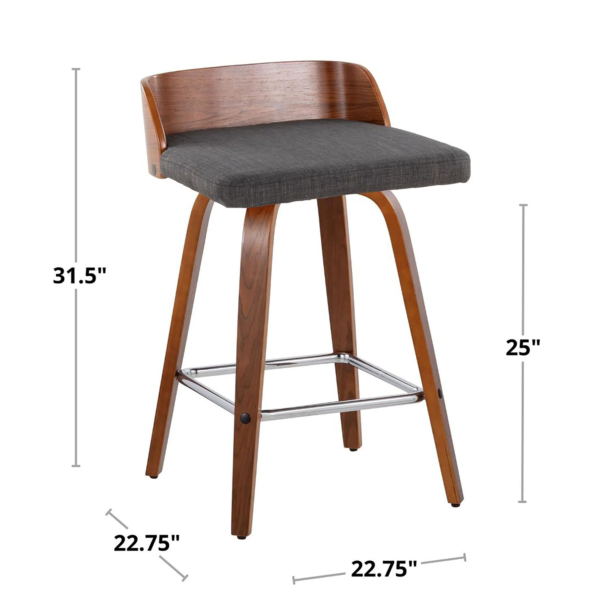 Maya 26" Fixed-Height Counter Stool - Set of 2 By LumiSource - B26-MAYAFB-GRTZS2 WLWLCHAR2 - Image 10