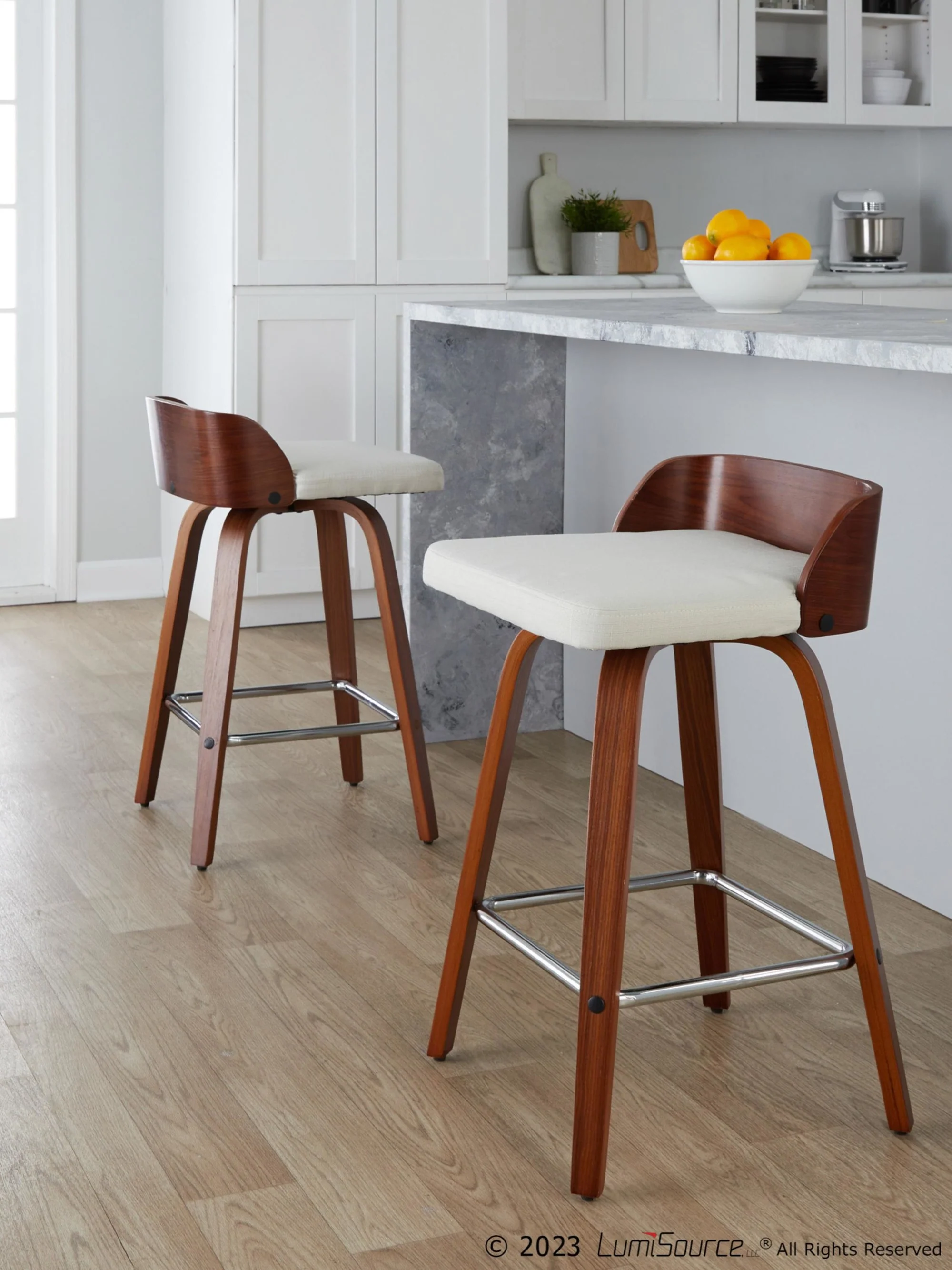 Maya 26" Fixed-Height Counter Stool - Set of 2 By LumiSource - B26-MAYAFB-GRTZS2 WLWLCHAR2 - Image 12