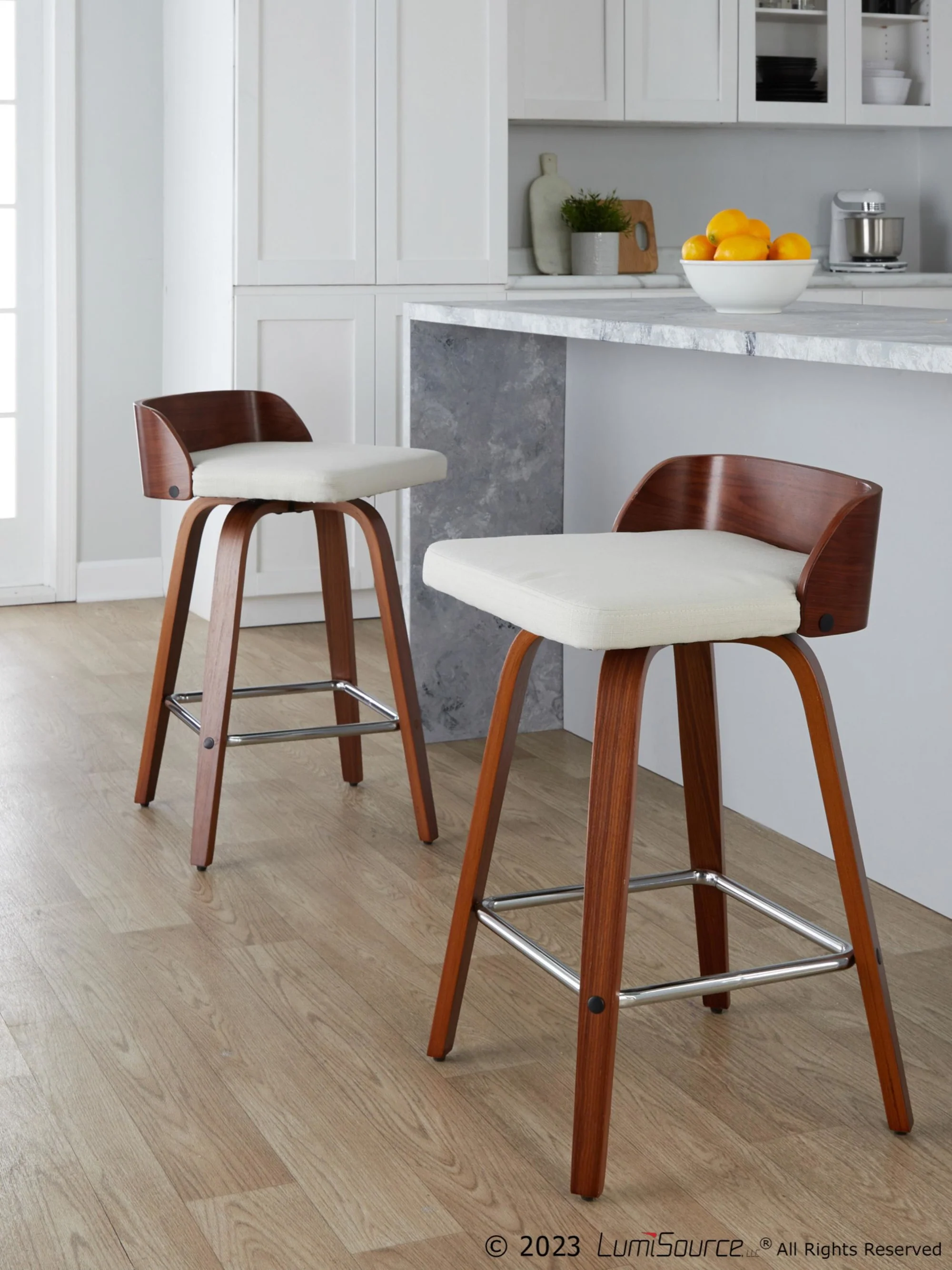 Maya 26" Fixed-Height Counter Stool - Set of 2 By LumiSource - B26-MAYAFB-GRTZS2 WLWLCHAR2 - Image 13