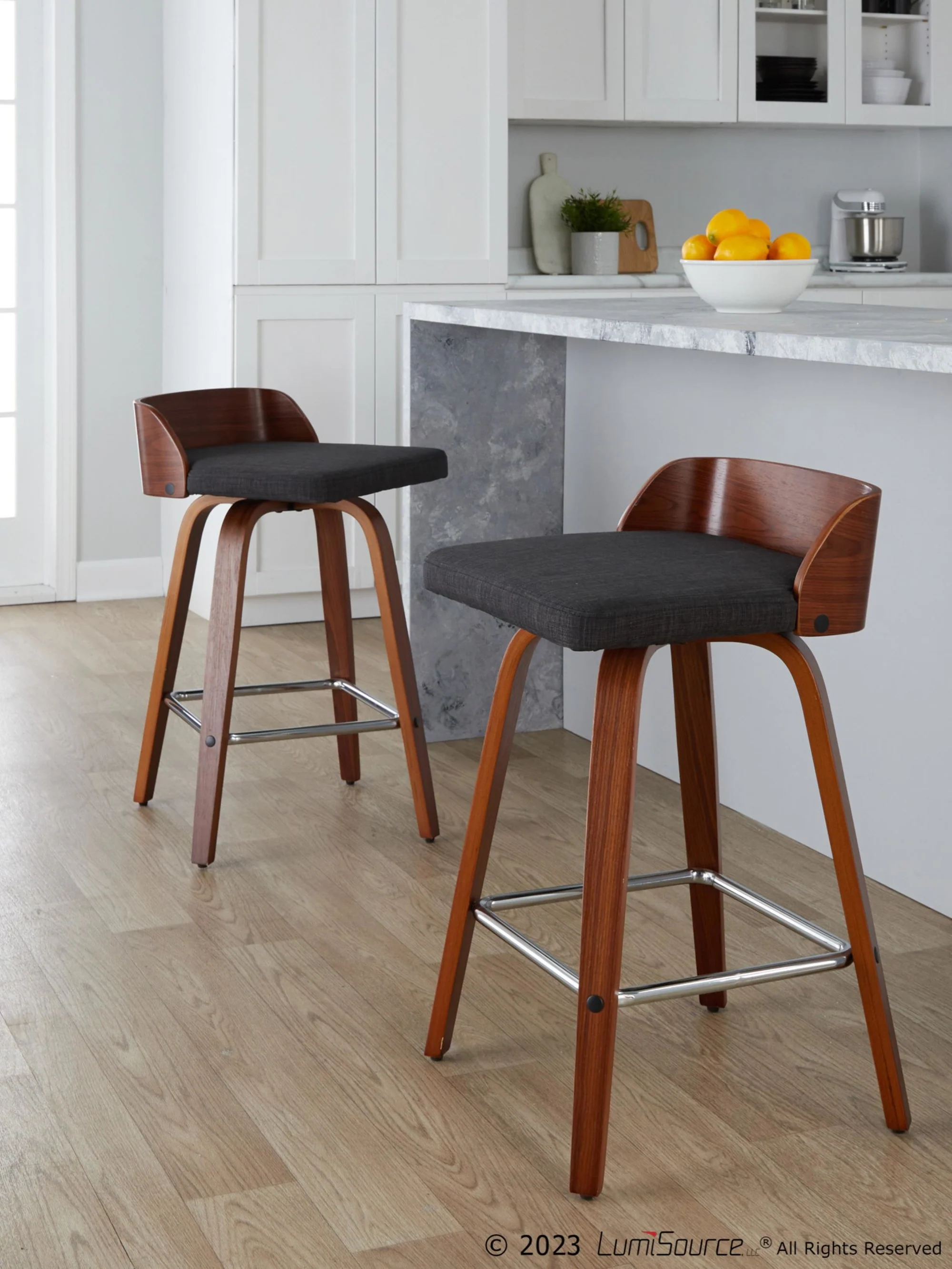 Maya 26" Fixed-Height Counter Stool - Set of 2 By LumiSource - B26-MAYAFB-GRTZS2 WLWLCHAR2 - Image 2