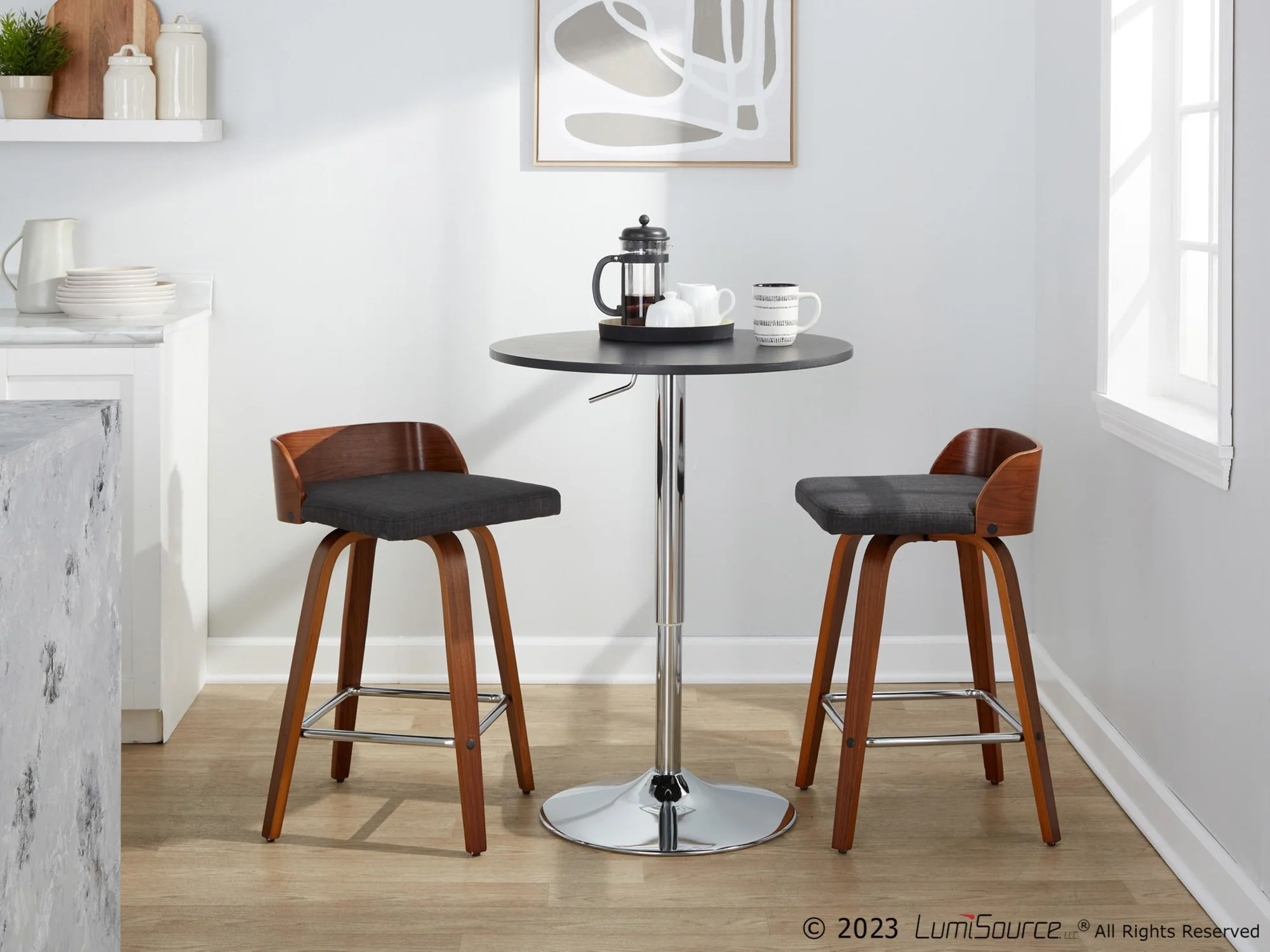 Maya 26" Fixed-Height Counter Stool - Set of 2 By LumiSource - B26-MAYAFB-GRTZS2 WLWLCHAR2 - Image 3