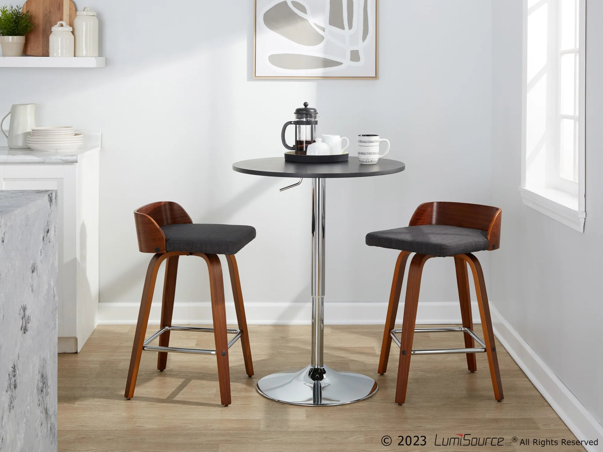 Maya 26" Fixed-Height Counter Stool - Set of 2 By LumiSource - B26-MAYAFB-GRTZS2 WLWLCHAR2 - Image 4