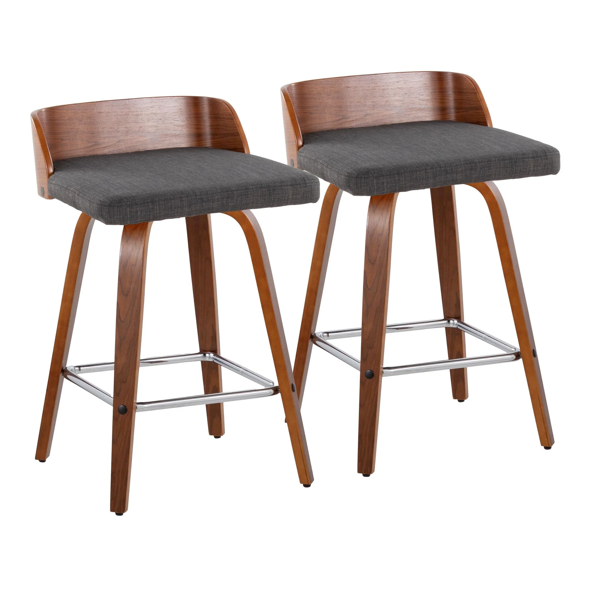 Maya 26" Fixed-Height Counter Stool - Set of 2 By LumiSource - B26-MAYAFB-GRTZS2 WLWLCHAR2 - Image 5