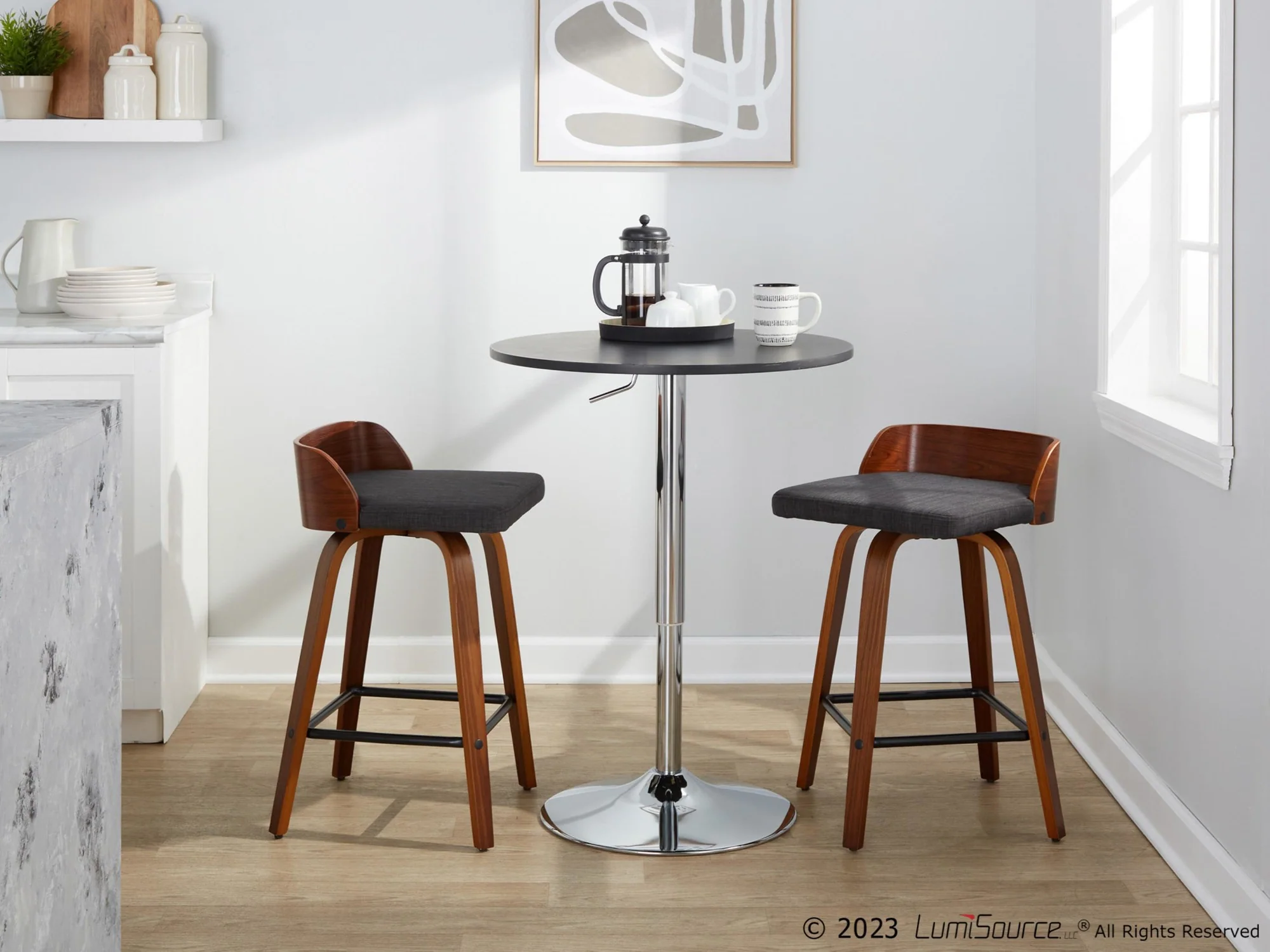Maya 26" Fixed-Height Counter Stool - Set of 2 By LumiSource - B26-MAYAFB-GRTZX2 WLWLCHAR2 - Image 3