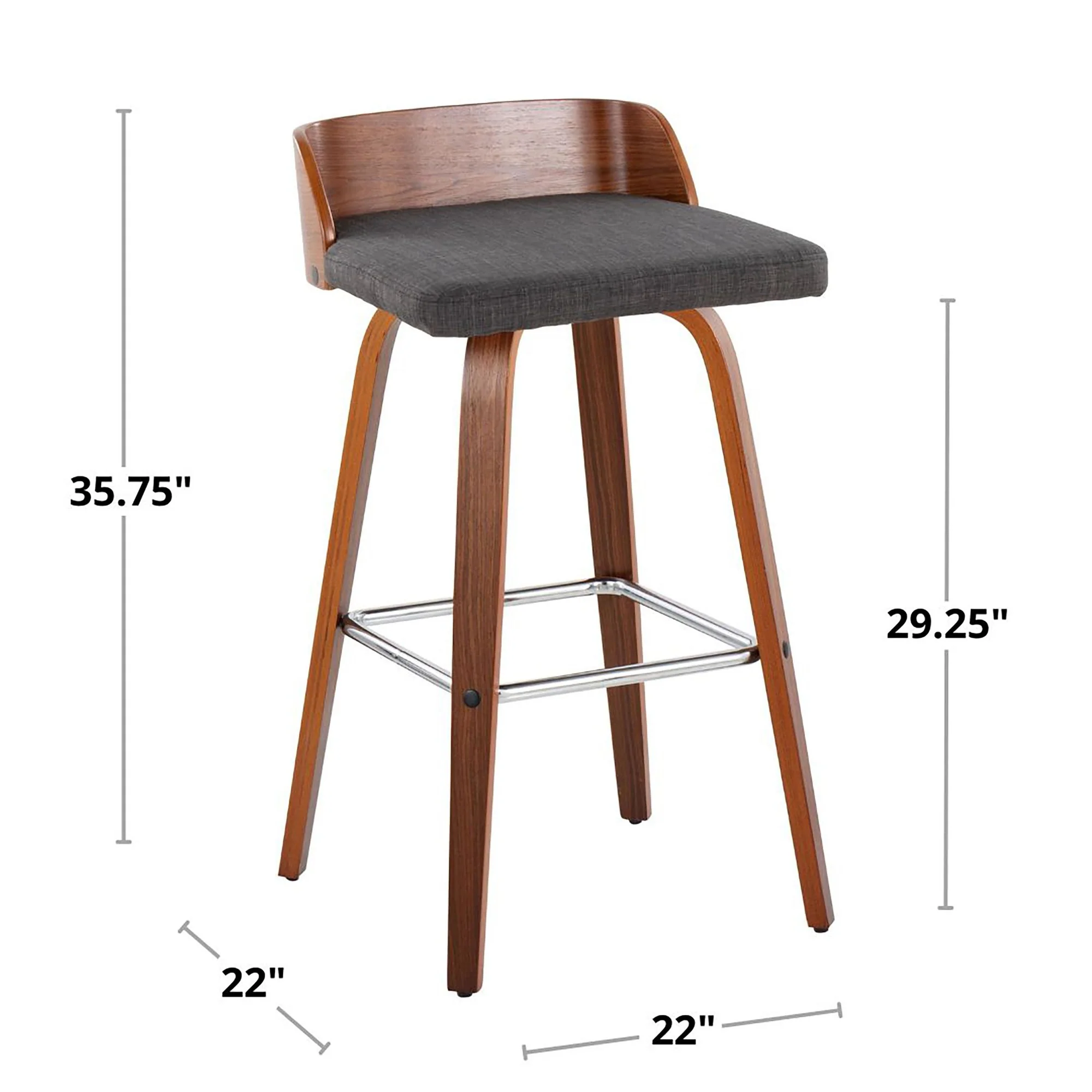 Maya 30" Fixed-Height Barstool - Set of 2 By LumiSource - B30-MAYAFB-GRTZX2 WLWLCHAR2 - Image 10