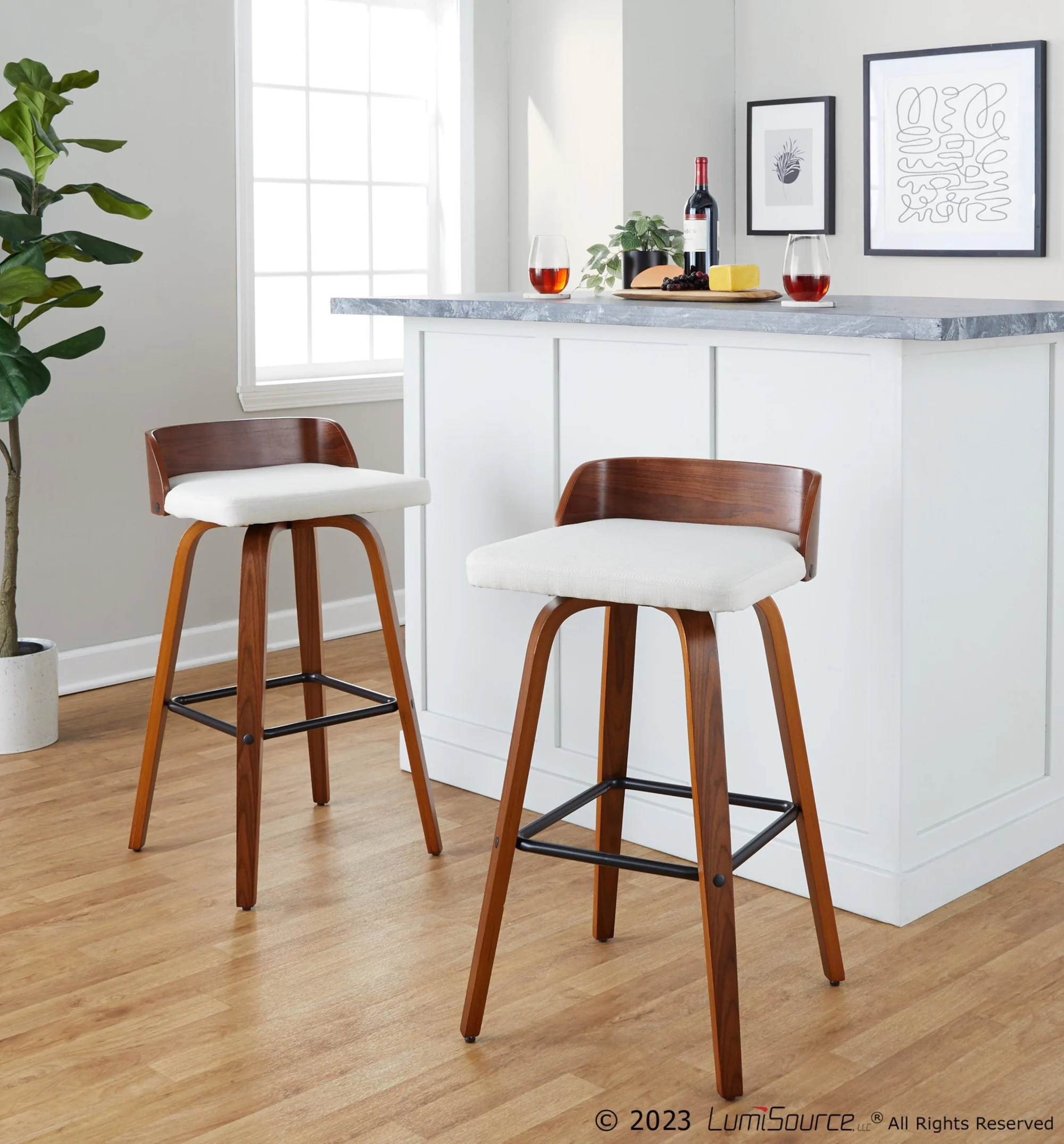 Maya 30" Fixed-Height Barstool - Set of 2 By LumiSource - B30-MAYAFB-GRTZX2 WLWLCHAR2 - Image 12