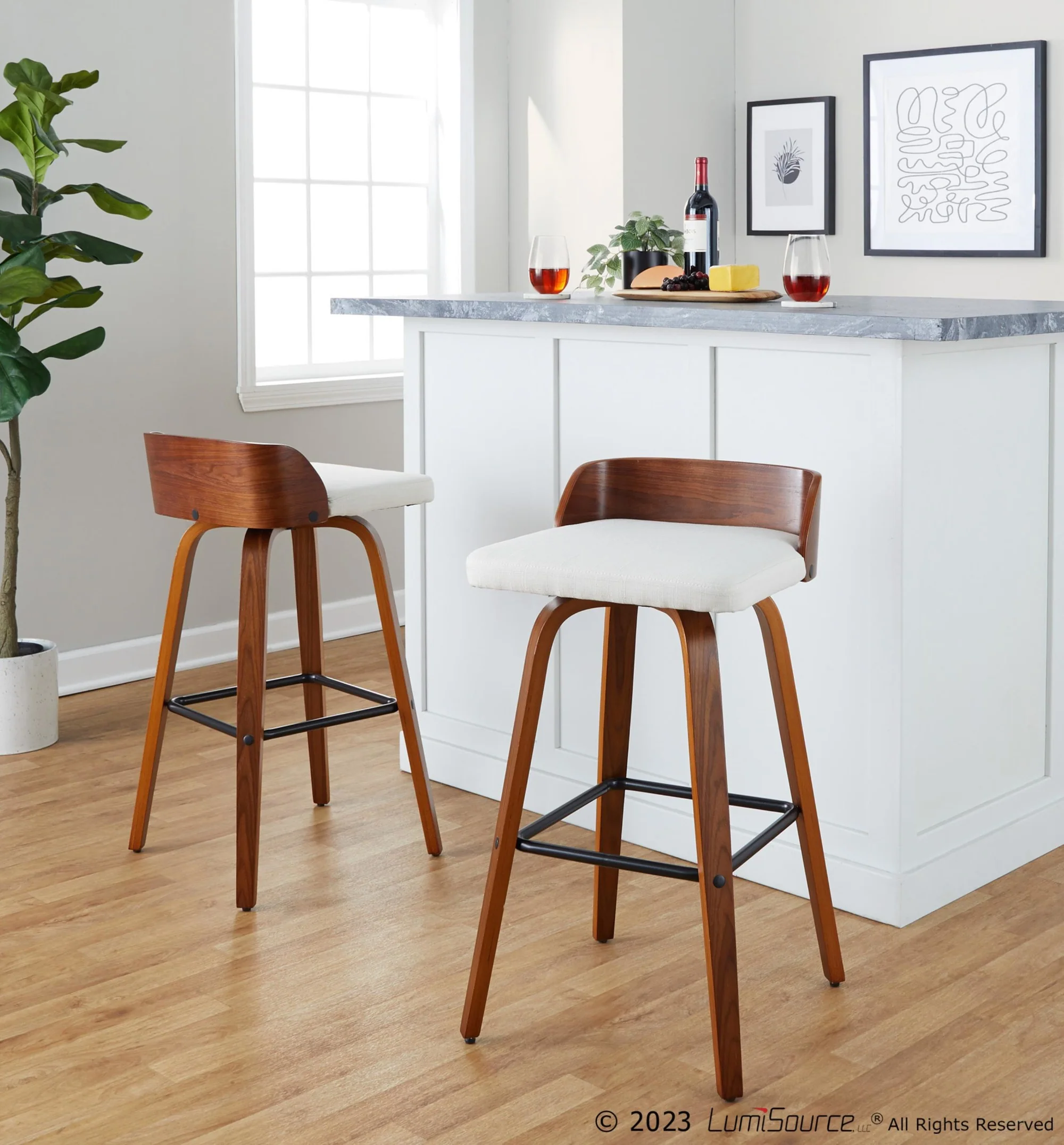 Maya 30" Fixed-Height Barstool - Set of 2 By LumiSource - B30-MAYAFB-GRTZX2 WLWLCHAR2 - Image 13