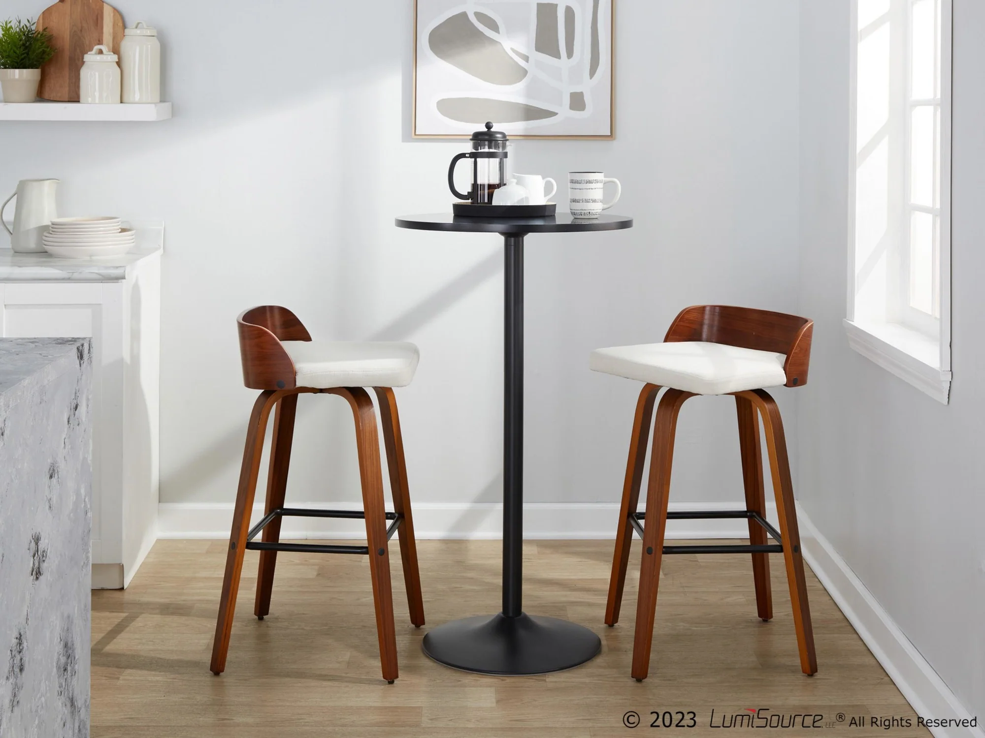 Maya 30" Fixed-Height Barstool - Set of 2 By LumiSource - B30-MAYAFB-GRTZX2 WLWLCHAR2 - Image 2