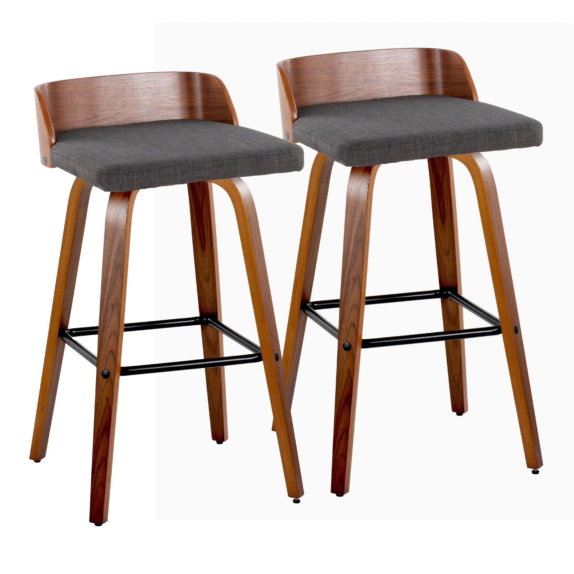 Maya 30" Fixed-Height Barstool - Set of 2 By LumiSource - B30-MAYAFB-GRTZX2 WLWLCHAR2 - Image 5