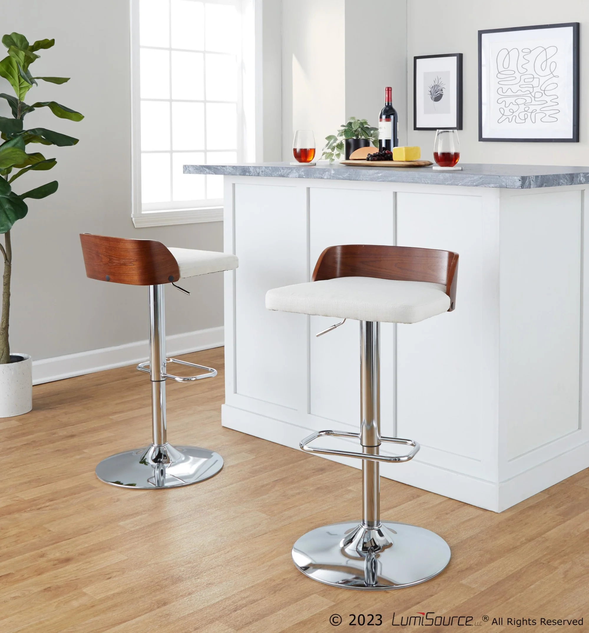 Maya Adjustable Barstool - Set of 2 By LumiSource - BS-MAYAFB-RR2 CHRWLCHAR2 - Image 14