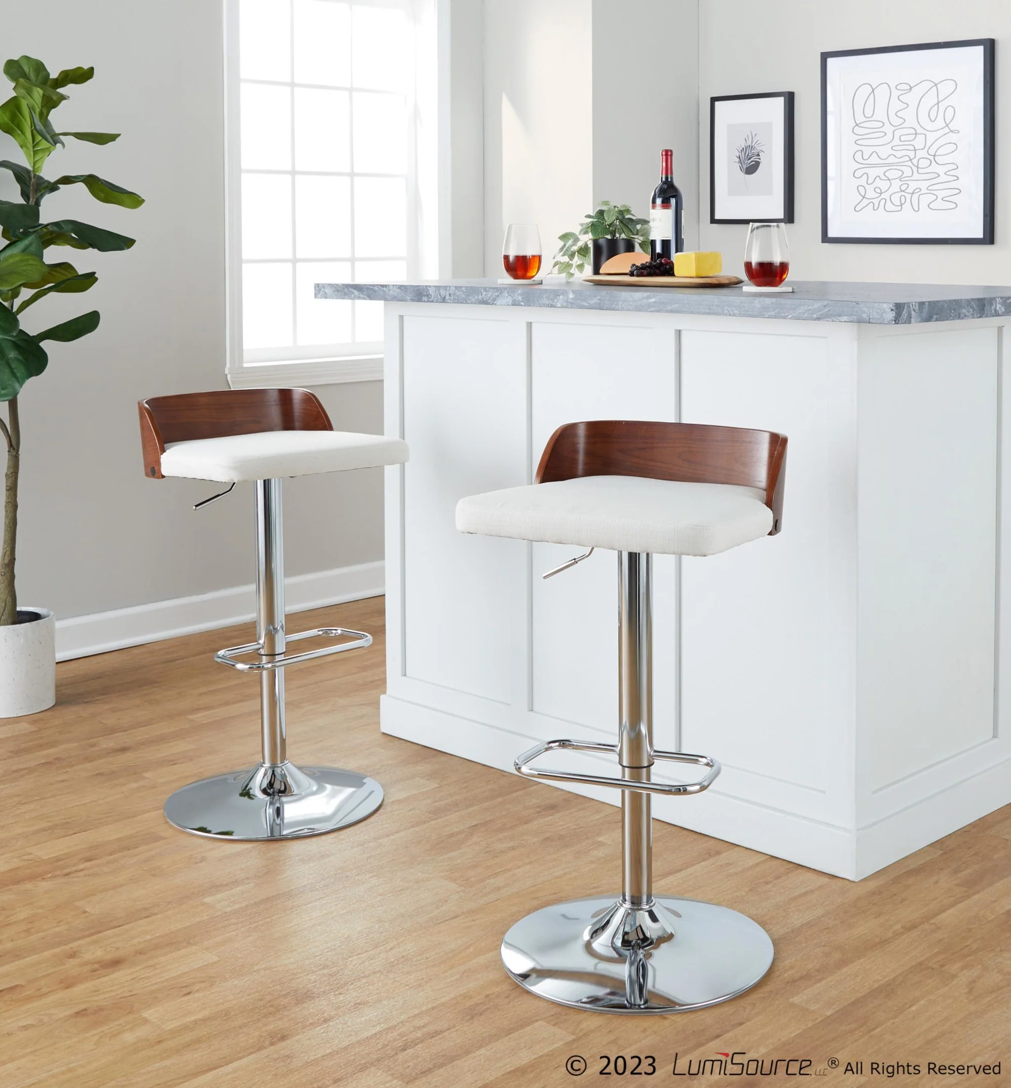 Maya Adjustable Barstool - Set of 2 By LumiSource - BS-MAYAFB-RR2 CHRWLCHAR2 - Image 15