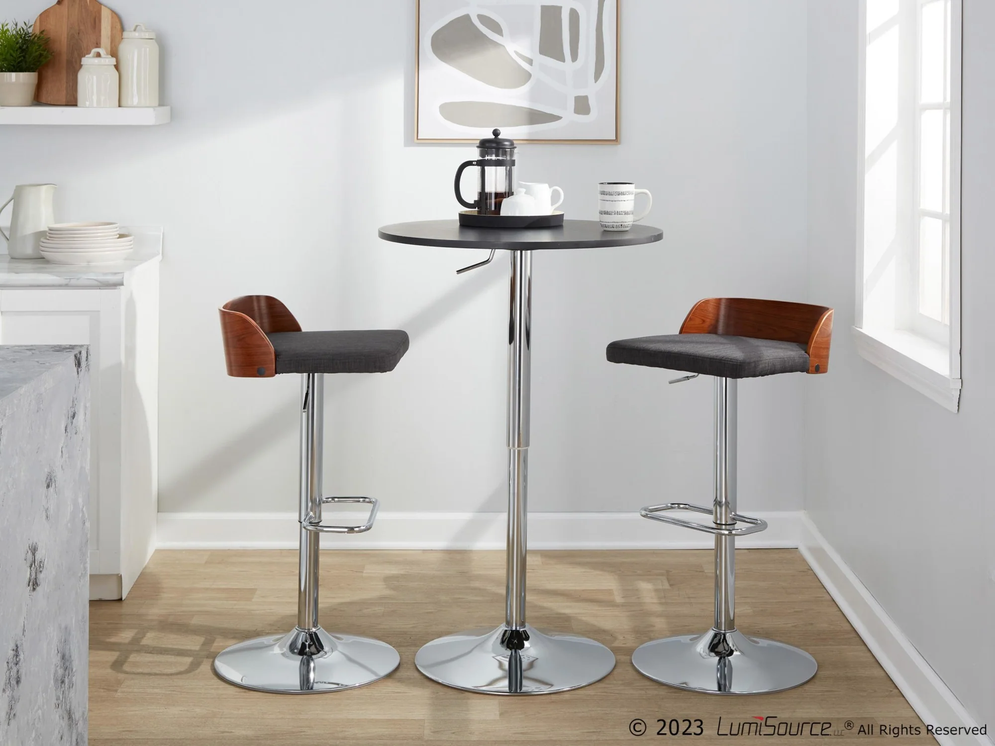 Maya Adjustable Barstool - Set of 2 By LumiSource - BS-MAYAFB-RR2 CHRWLCHAR2 - Image 2
