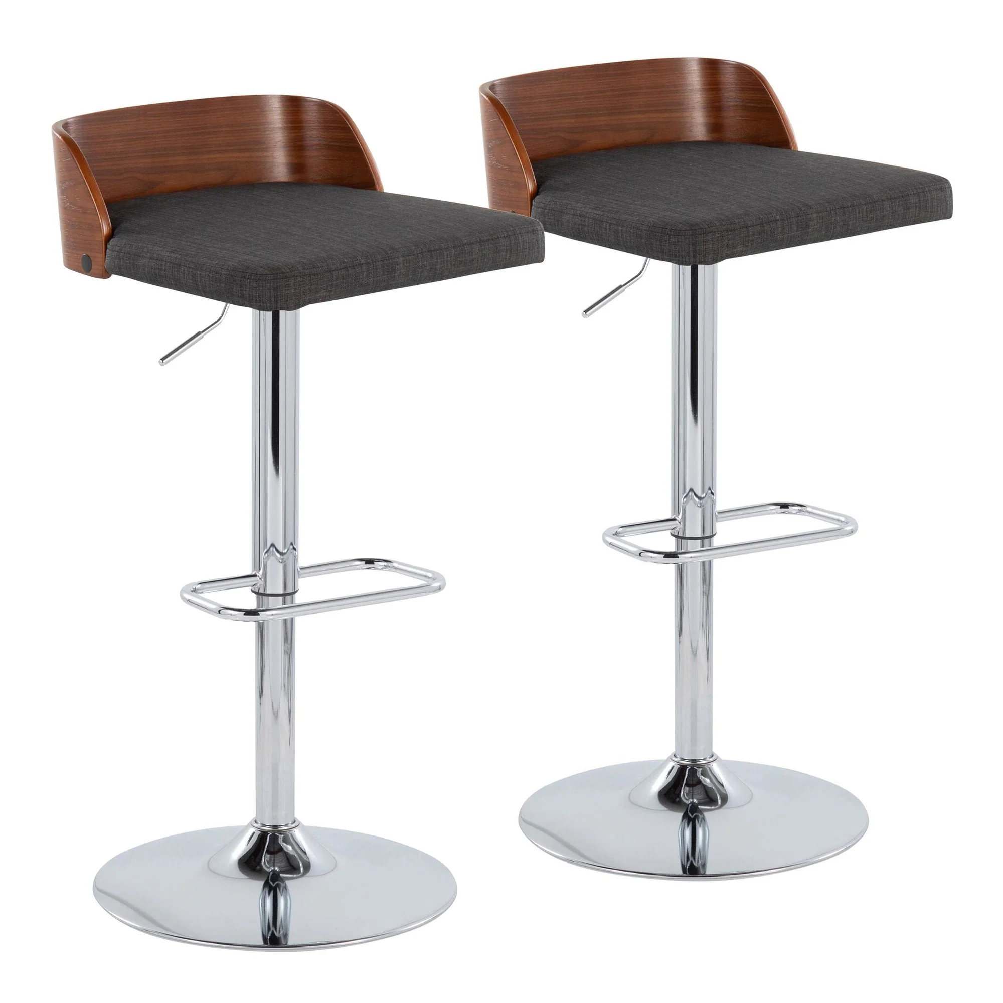 Maya Adjustable Barstool - Set of 2 By LumiSource - BS-MAYAFB-RR2 CHRWLCHAR2 - Image 5