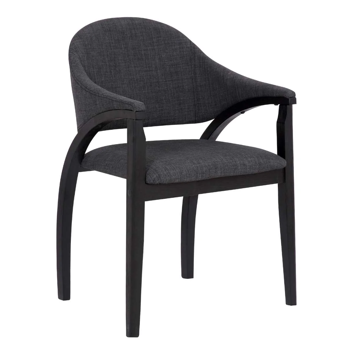 Meadow Contemporary Dining Chair in Black Brush Wood Finish and Charcoal Fabric - Set of 2 By Armen Living - Image 2