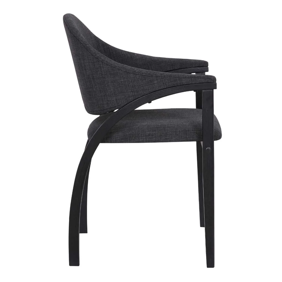 Meadow Contemporary Dining Chair in Black Brush Wood Finish and Charcoal Fabric - Set of 2 By Armen Living - Image 3