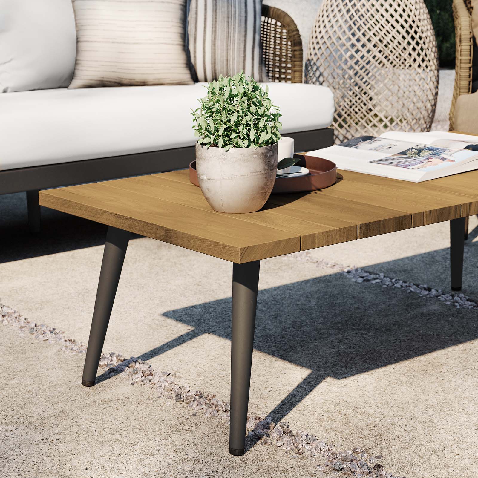 Meadow Outdoor Patio Teak Wood Coffee Table By Modway - EEI-4992 - Image 5