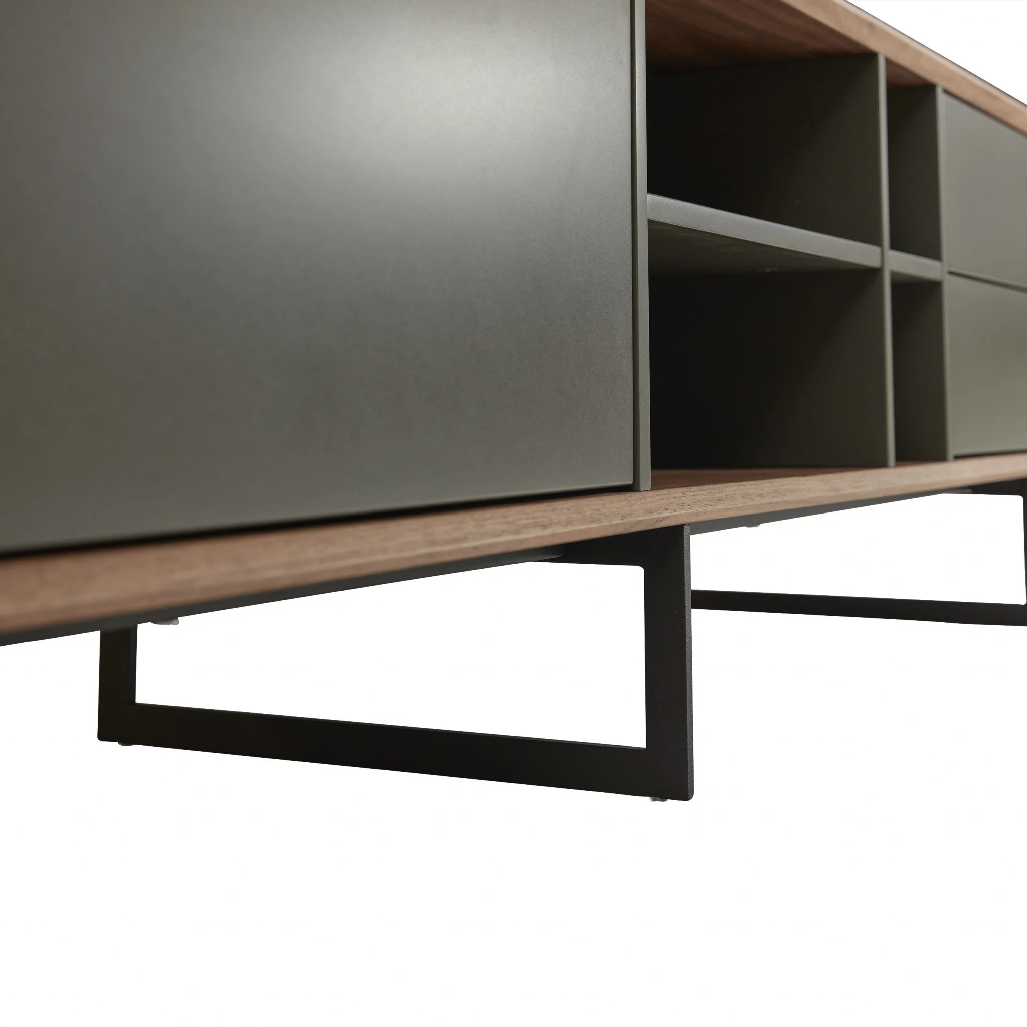 Media TV Stand in Walnut and Dark Gray By Homeroots - Image 4