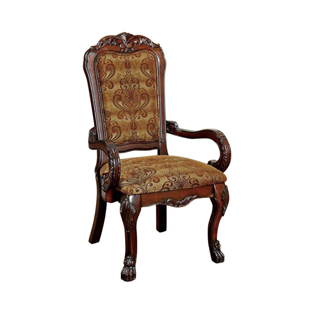 Medieve Traditional Arm Chair, Cherry Finish, Set Of 2 By Benzara - Image 2