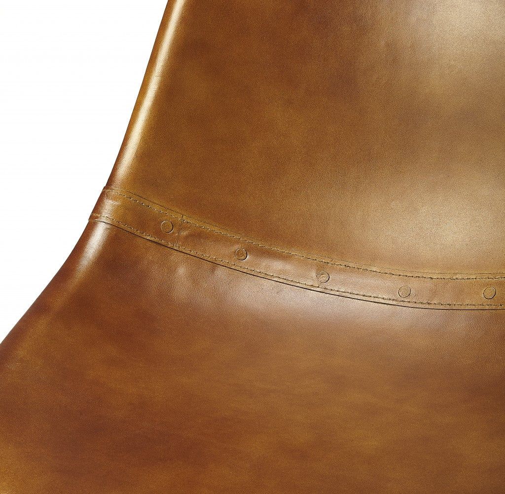 Medium Brown Leather Dining Chair By Homeroots - Image 2