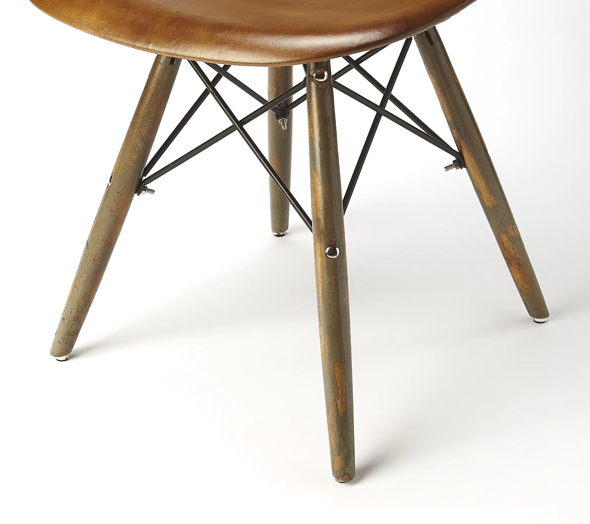 Medium Brown Leather Dining Chair By Homeroots - Image 3