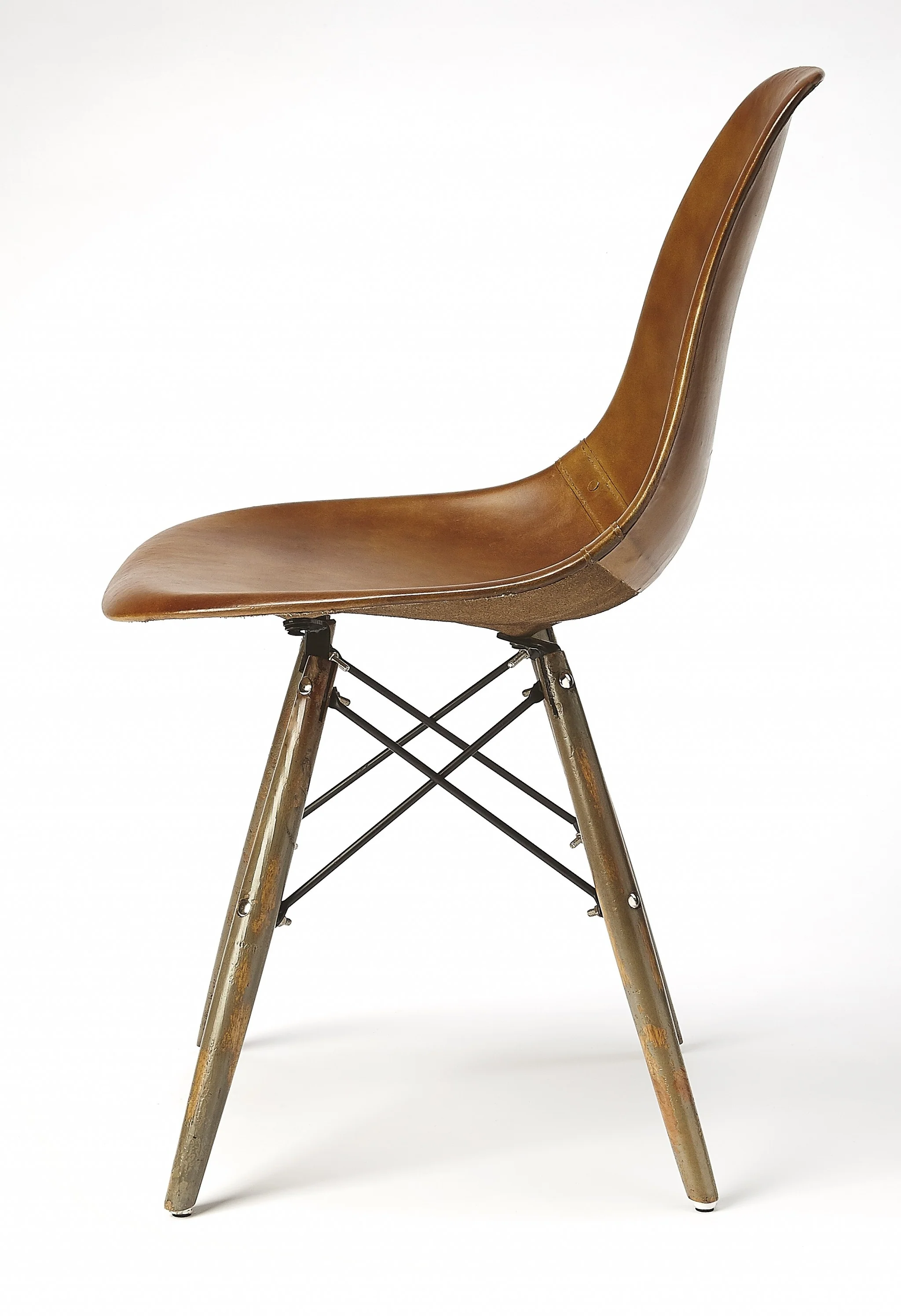 Medium Brown Leather Dining Chair By Homeroots - Image 4