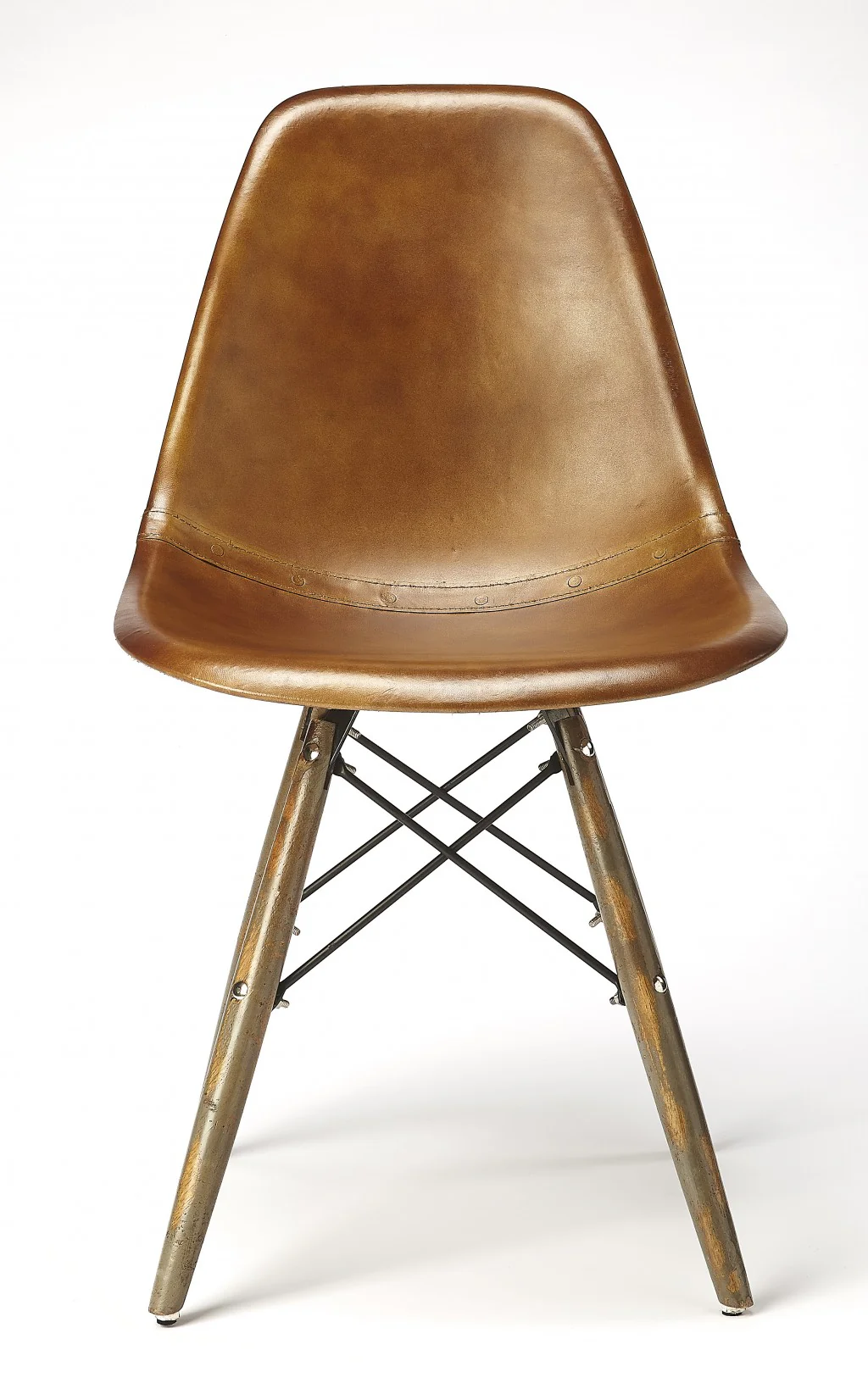 Medium Brown Leather Dining Chair By Homeroots - Image 5