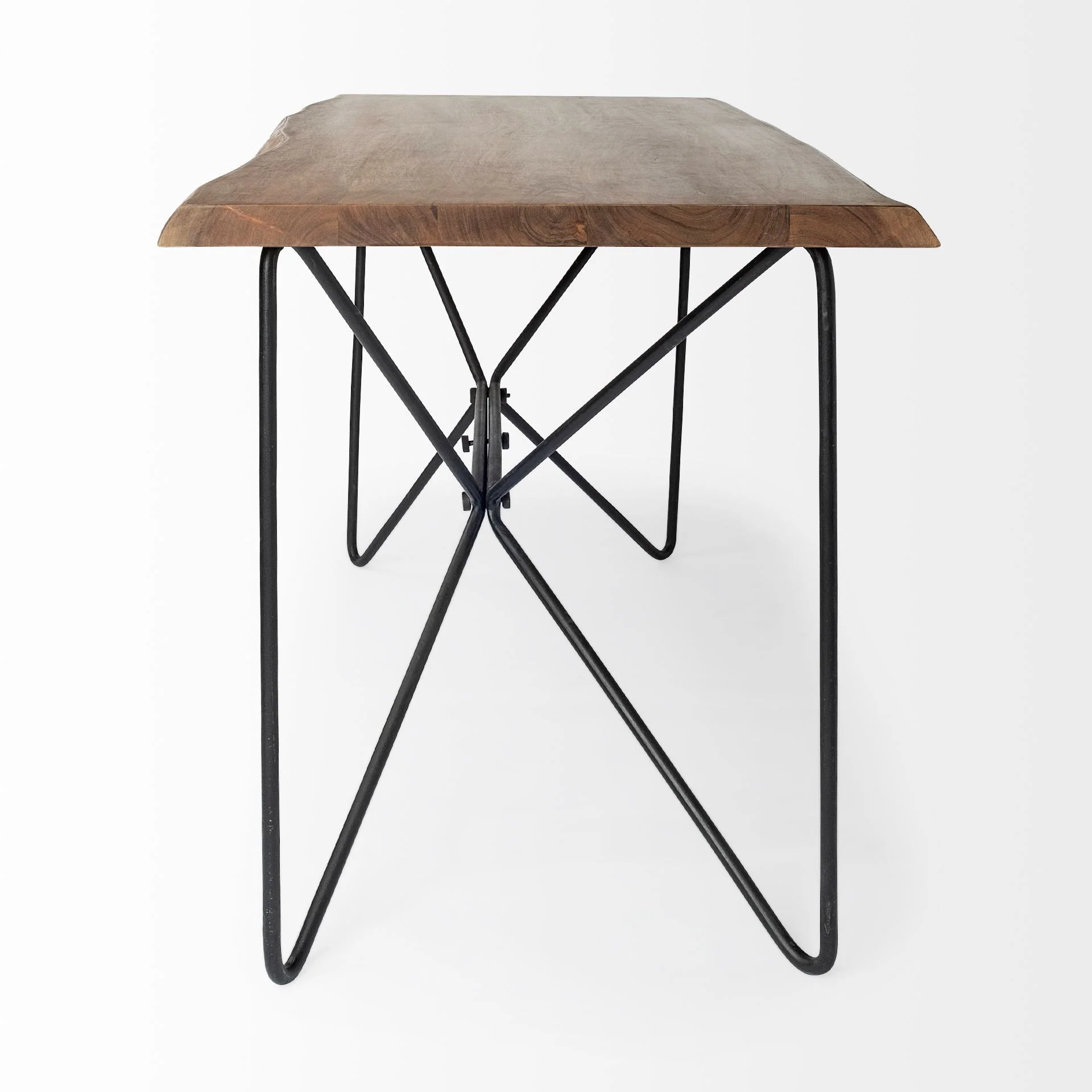 Medium Brown Live Edge Acacia Wood Finish Office Desk With Black Matte Butterfly Wing Shaped Base By Homeroots - Image 4
