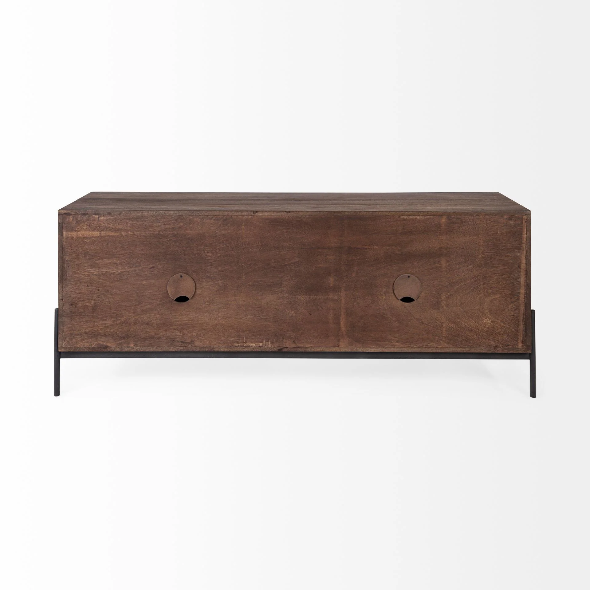 Medium Brown Mango Wood Finish TV Stand Media Console With 4 Doors And 2 Open Shelves By Homeroots - Image 4