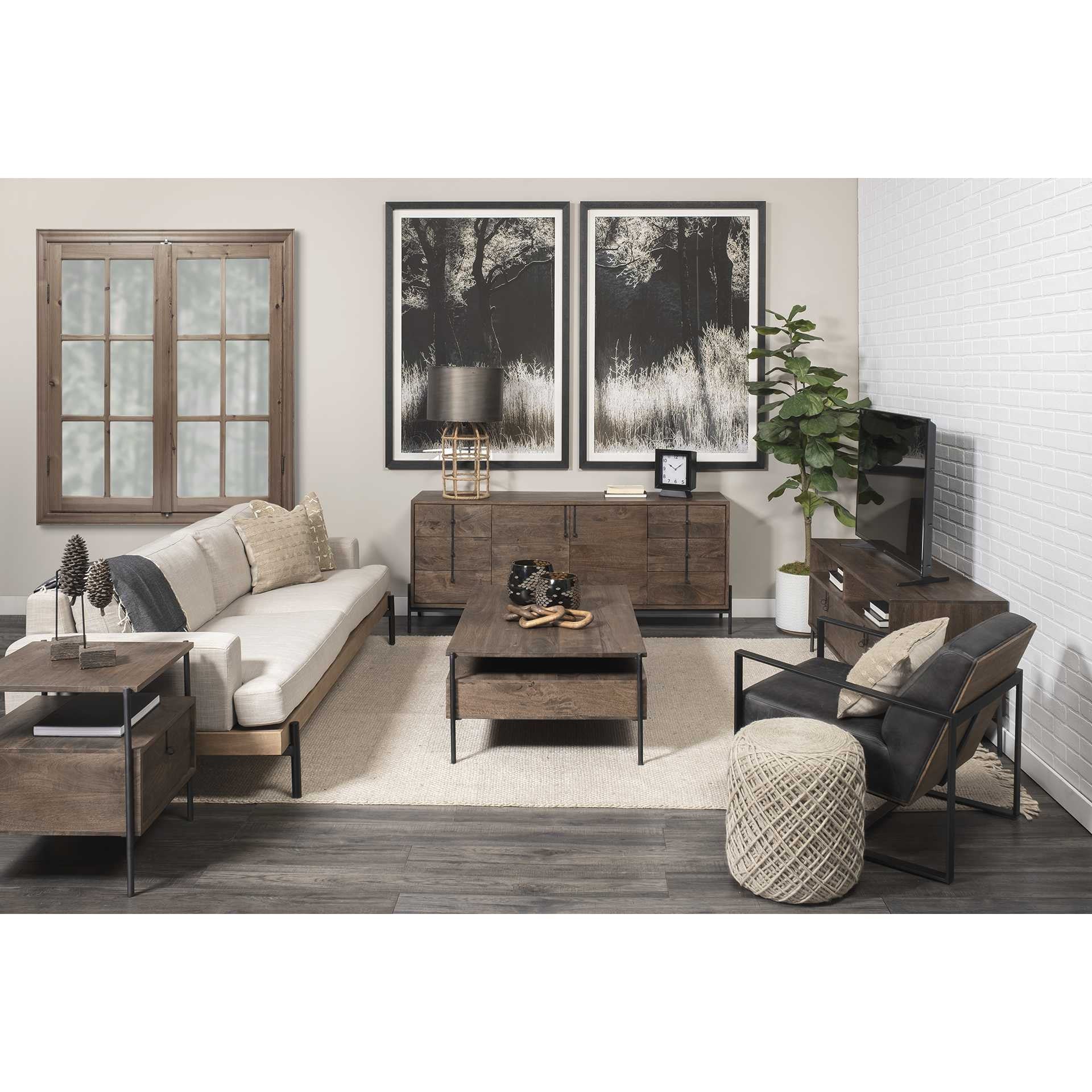 Medium Brown Mango Wood Finish TV Stand Media Console With 4 Doors And 2 Open Shelves By Homeroots - Image 6