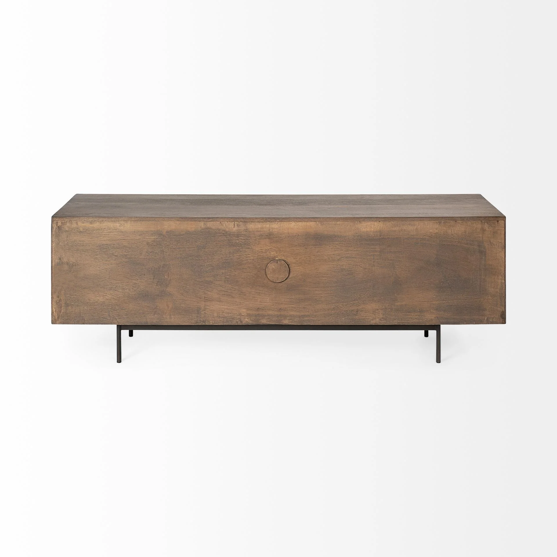Medium Brown Mango Wood Finish TV Stand Media Console With 4 Doors By Homeroots - Image 4