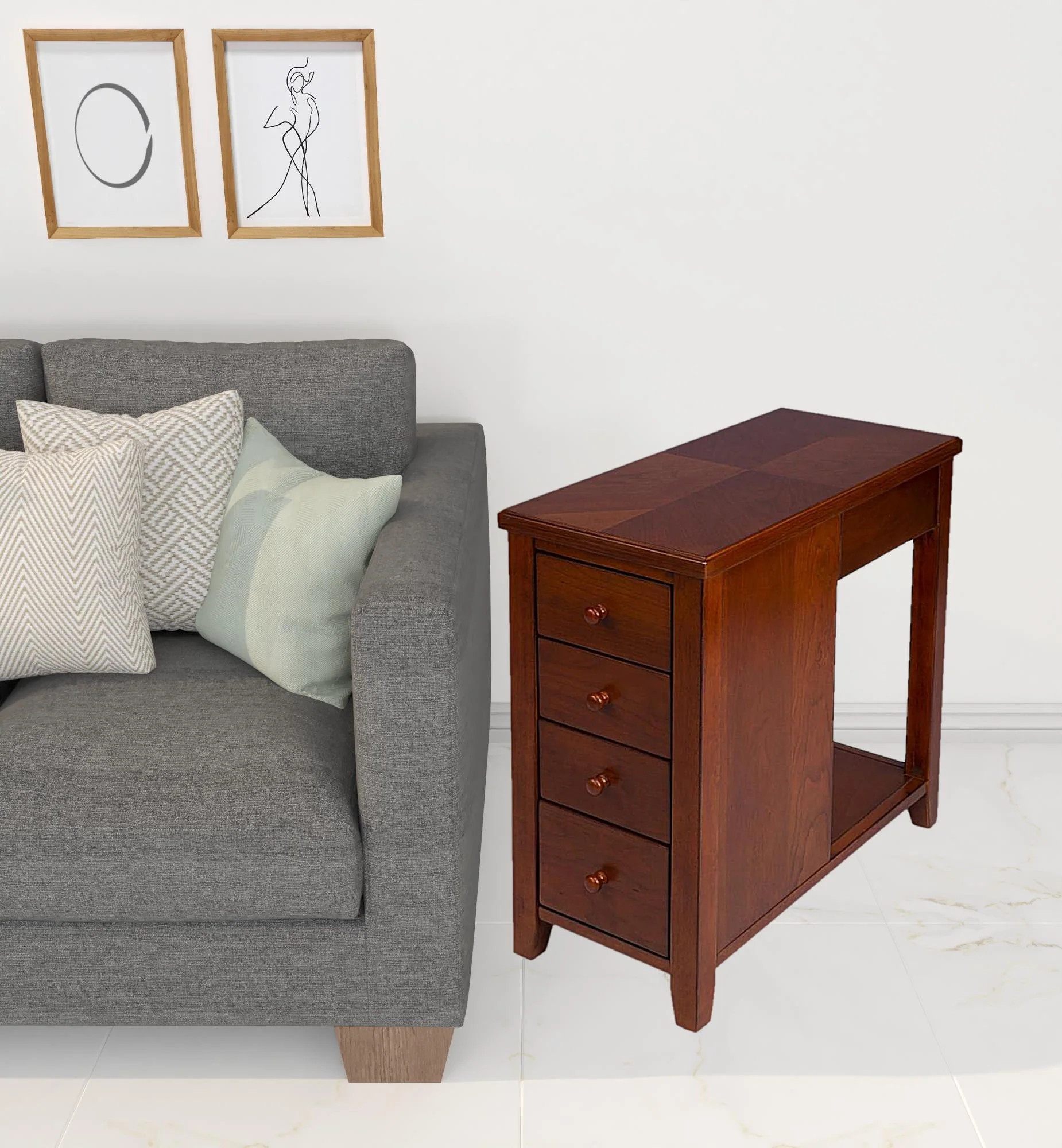 Medium Brown Manufactured Wood Rectangular End Table With Four Drawers And Shelf By Homeroots - Image 5
