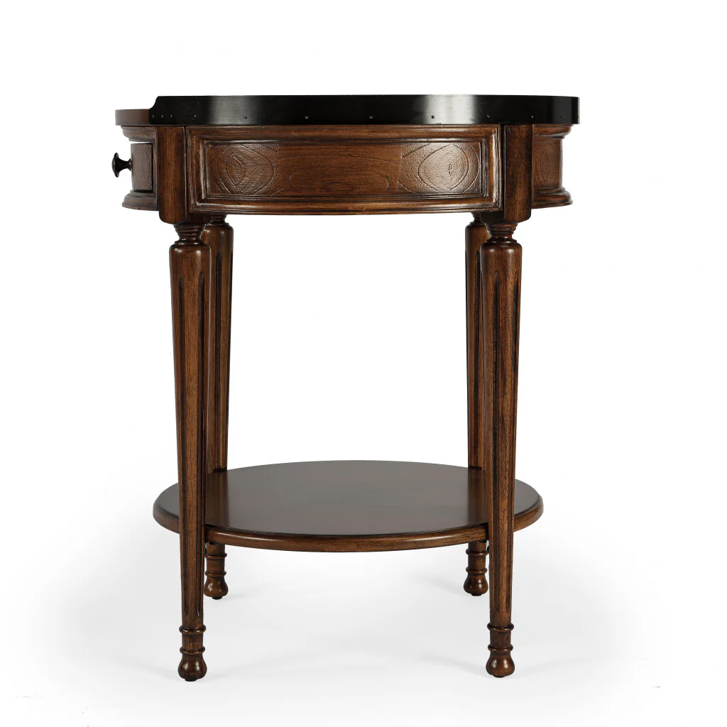Medium Brown Manufactured Wood Round End Table With Drawer And Shelf By Homeroots - Image 3
