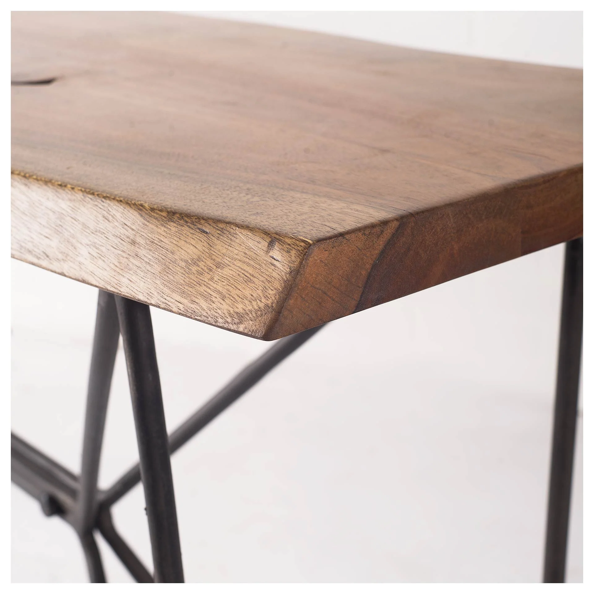 Medium Brown Solid Acacia Wood Console Table With Solid Iron Base. By Homeroots - Image 2