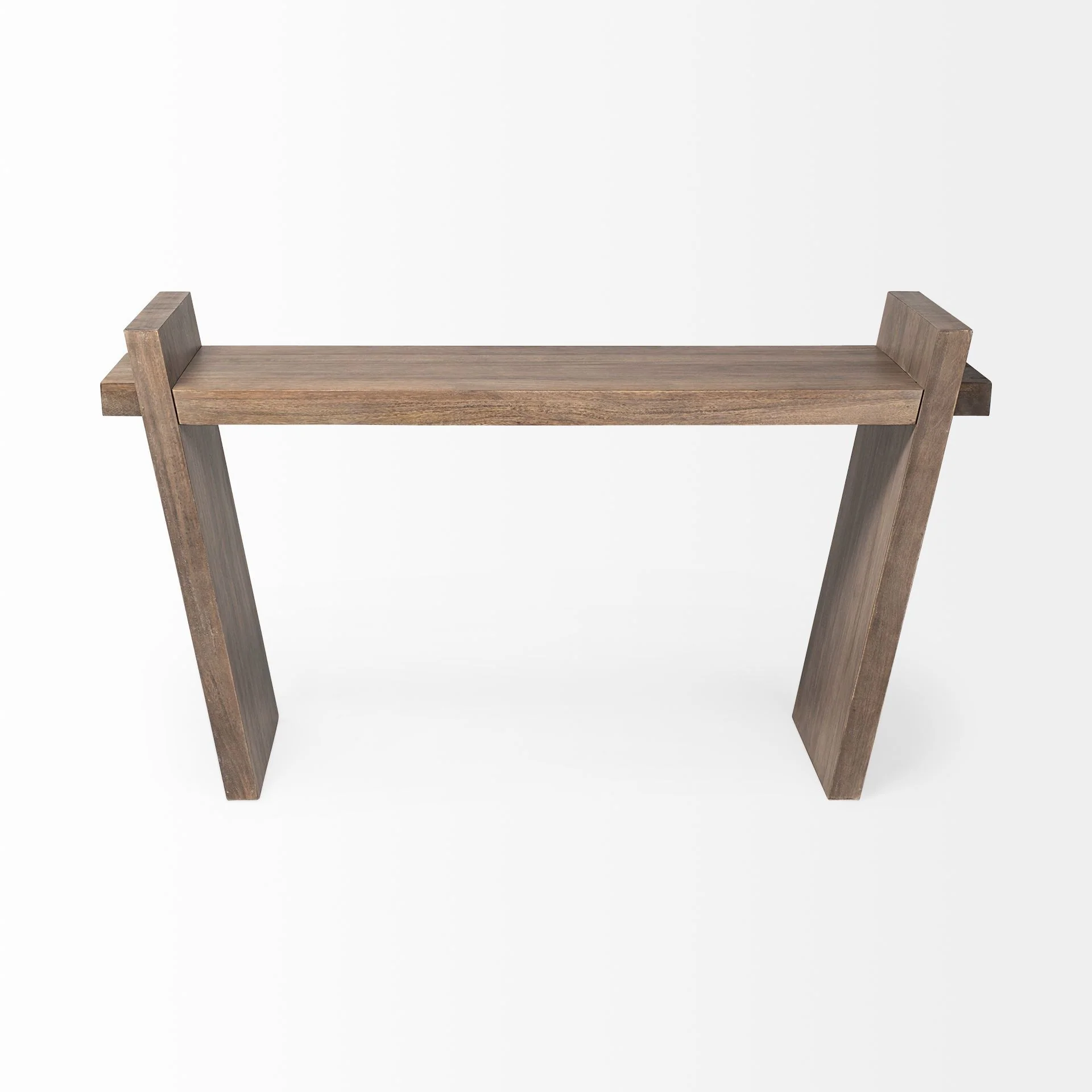 Medium Brown Solid Mango Wood Finish Console Table With Slanted Base Design By Homeroots - Image 2