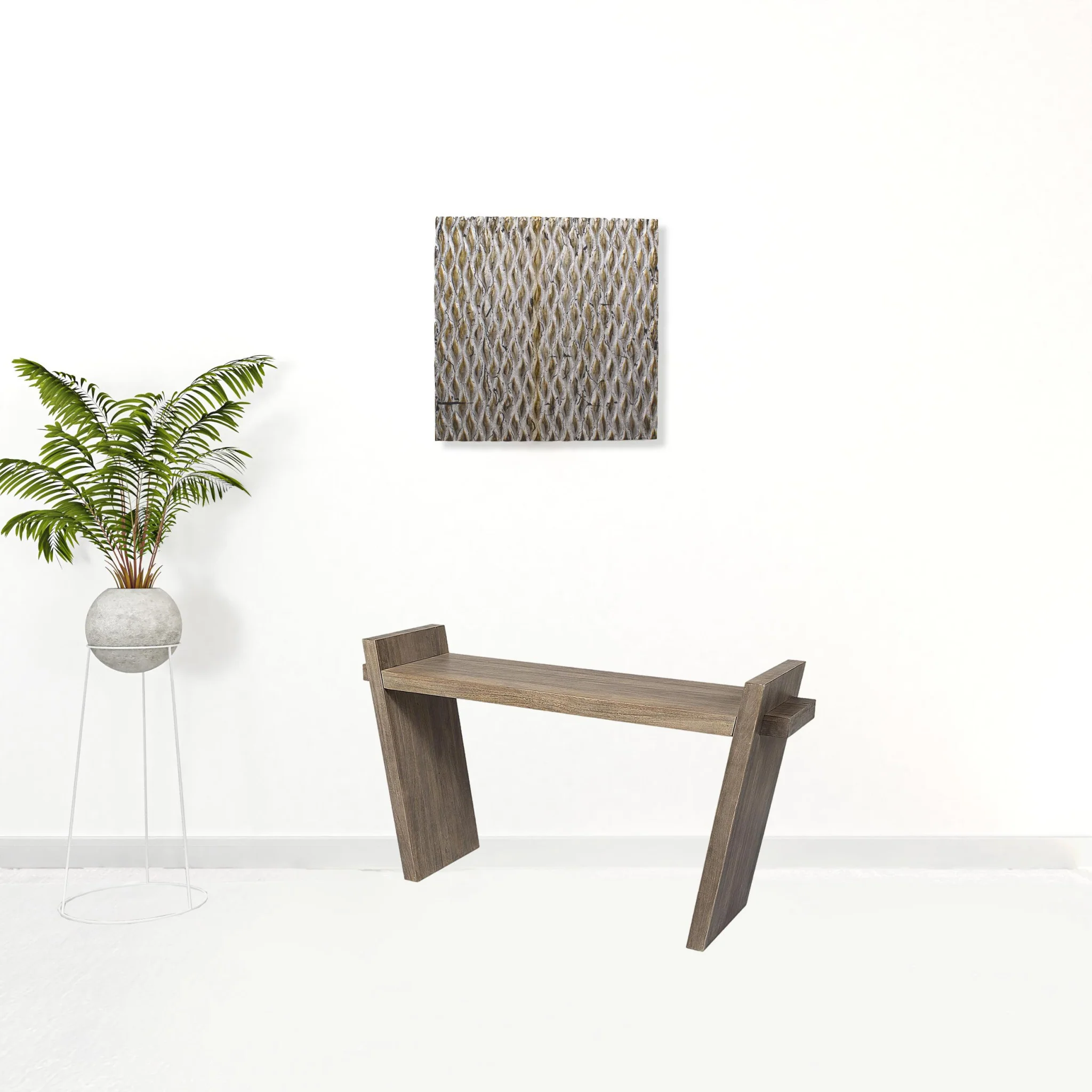 Medium Brown Solid Mango Wood Finish Console Table With Slanted Base Design By Homeroots - Image 4
