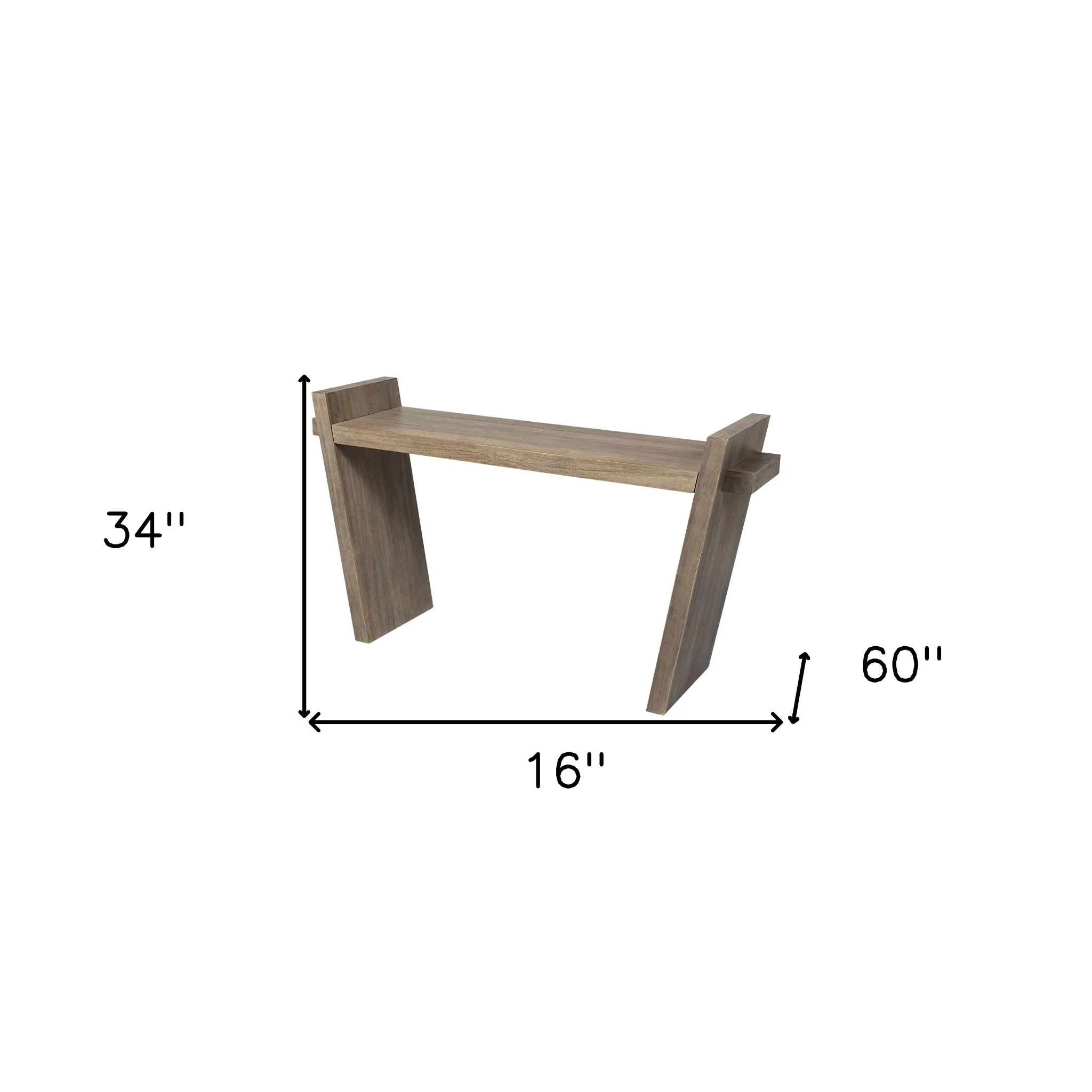 Medium Brown Solid Mango Wood Finish Console Table With Slanted Base Design By Homeroots - Image 8
