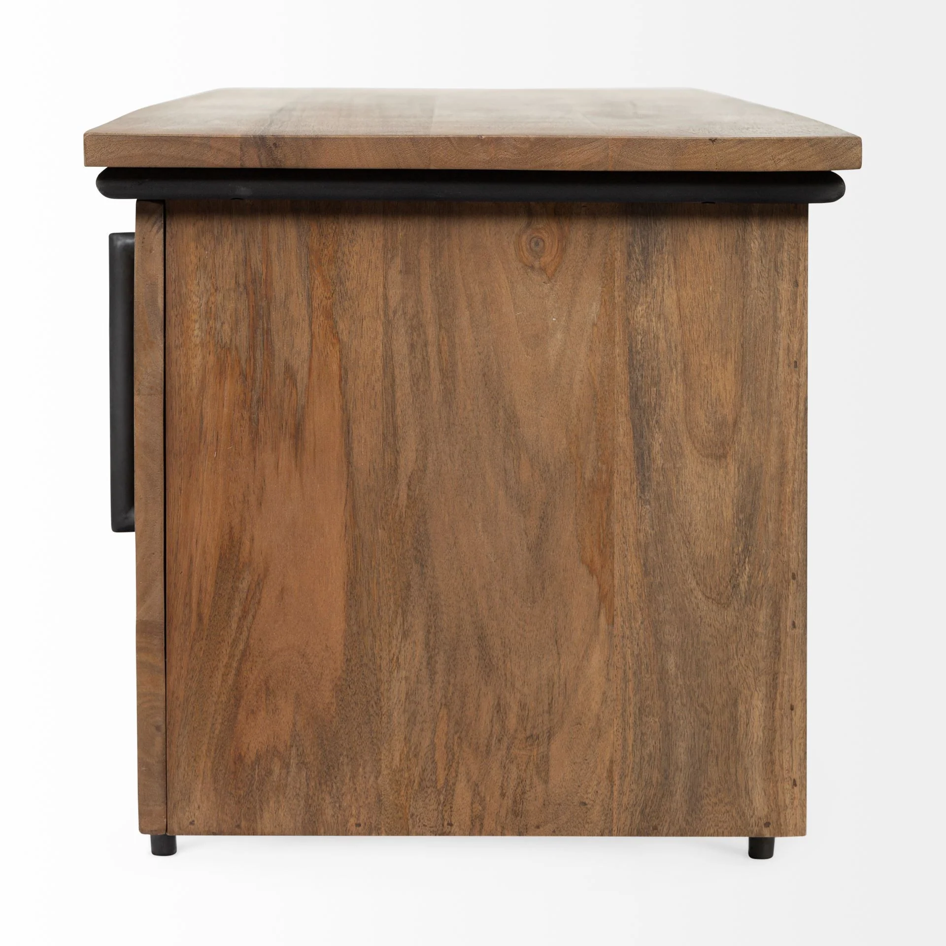 Medium Brown Solid Mango Wood Finish TV Stand Media Console With 4 Cabinets And Single Open Shelf By Homeroots - Image 3