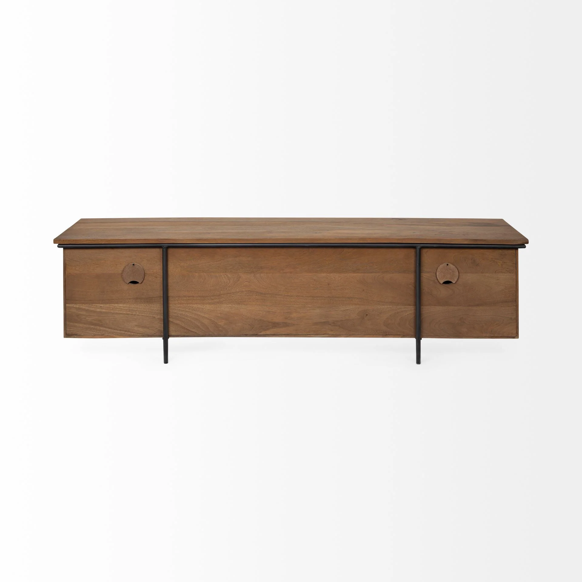 Medium Brown Solid Mango Wood Finish TV Stand Media Console With 4 Cabinets And Single Open Shelf By Homeroots - Image 4
