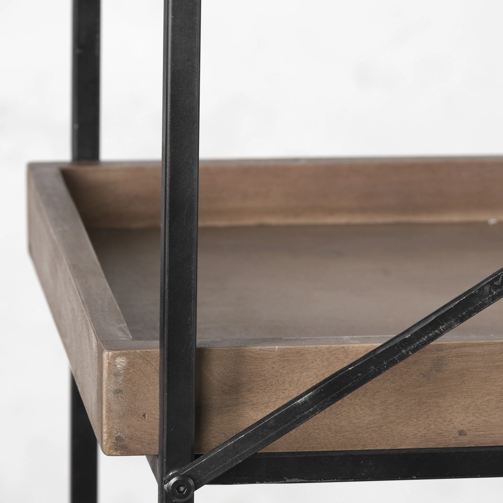 Medium Brown Wood and Iron Shelving Unit with 5 Tray Shelves By Homeroots - Image 6