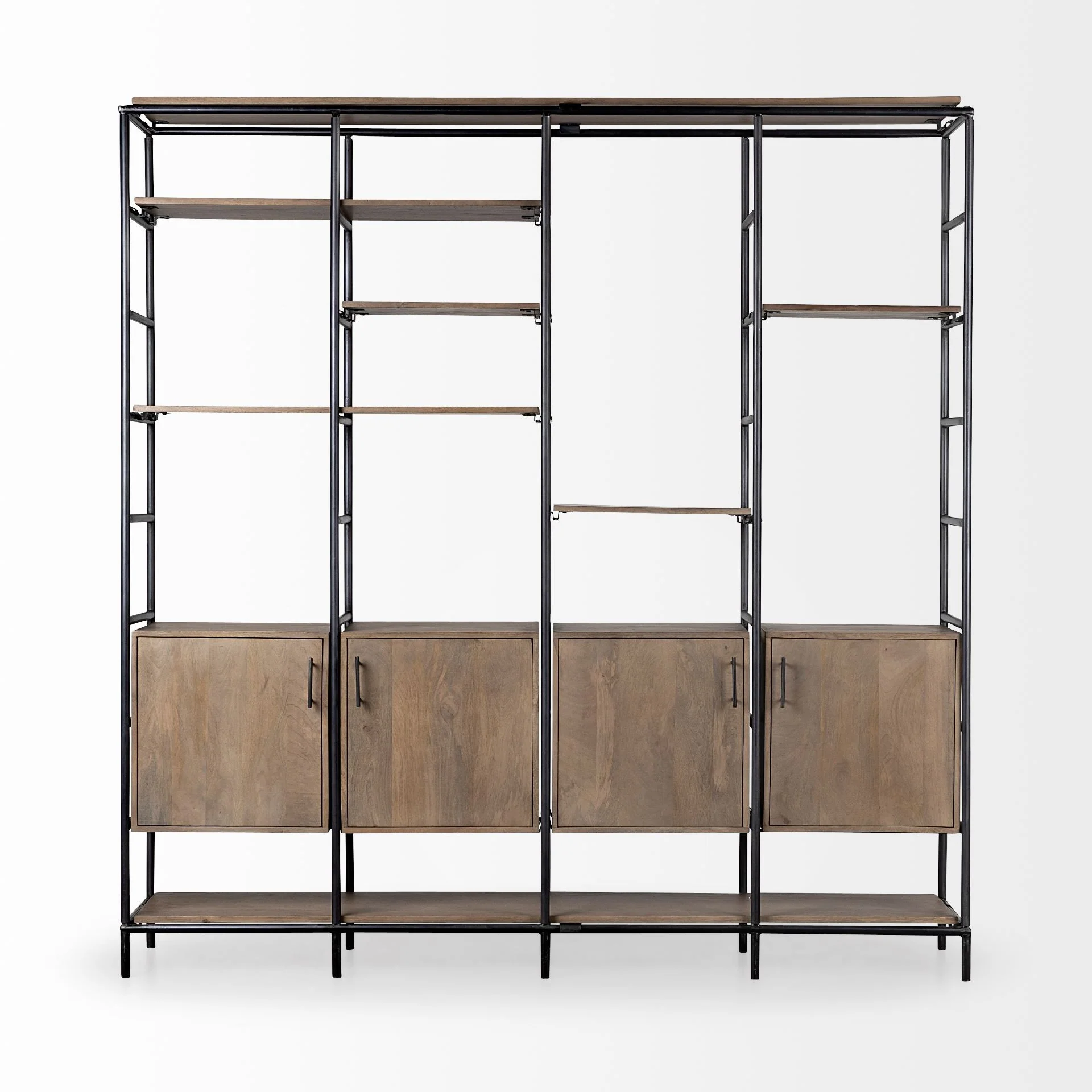 Medium Brown Wood and Metal Multi Shelves Shelving Unit By Homeroots - Image 2