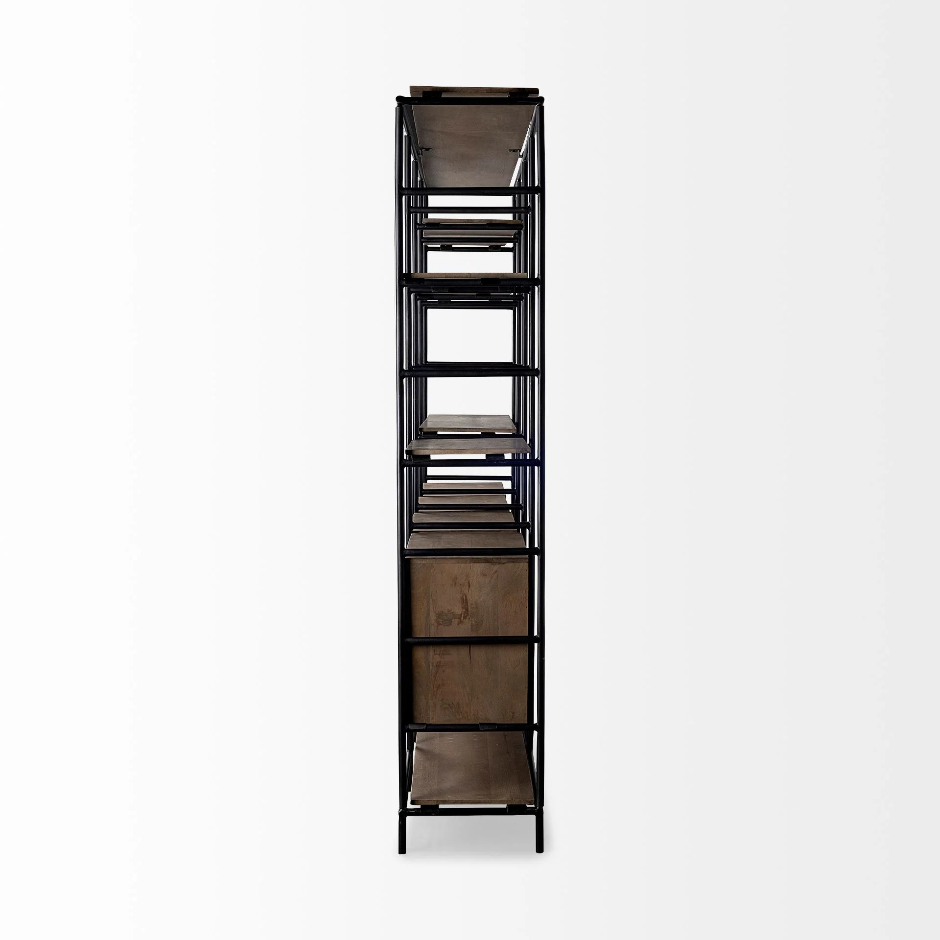 Medium Brown Wood and Metal Multi Shelves Shelving Unit By Homeroots - Image 3