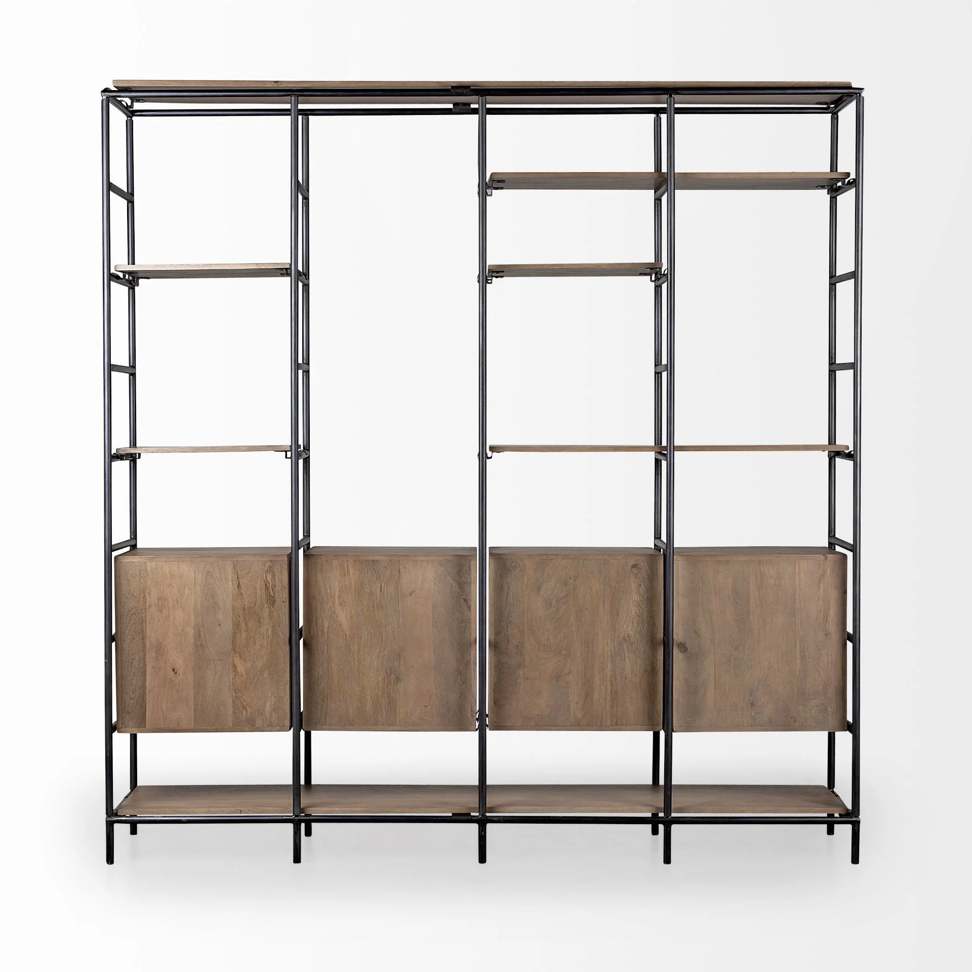 Medium Brown Wood and Metal Multi Shelves Shelving Unit By Homeroots - Image 4
