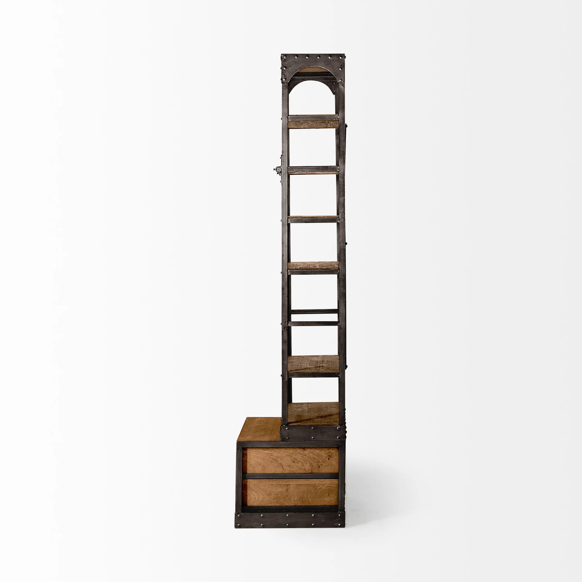 Medium Brown Wood Copper Accent Shelving Unit with 4 Shelves By Homeroots - Image 3