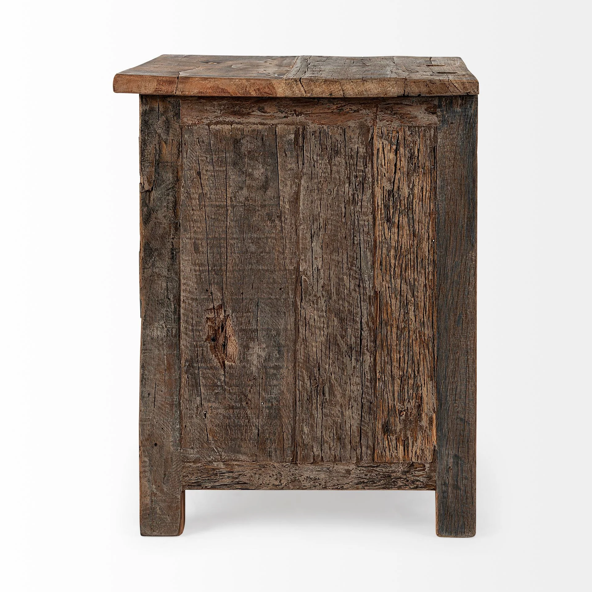 Medium Brown Wood Square Top End Table with Rustic Metal Drawers By Homeroots - Image 3