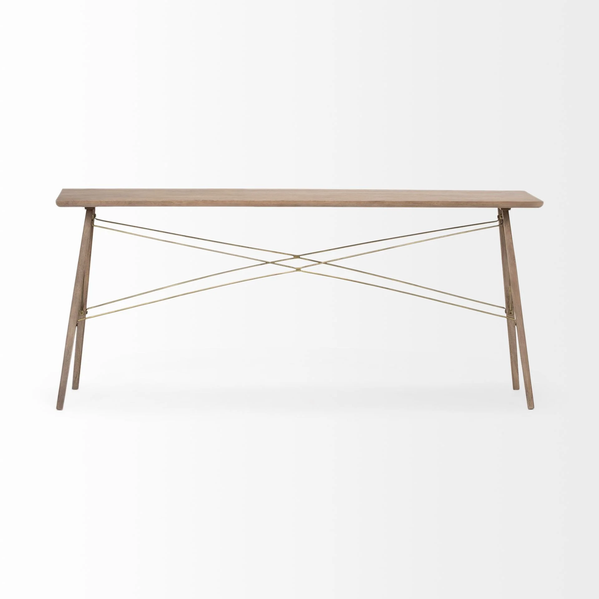 Medium Brown Wooden Console Table With 4 Angular Legs By Homeroots - Image 2