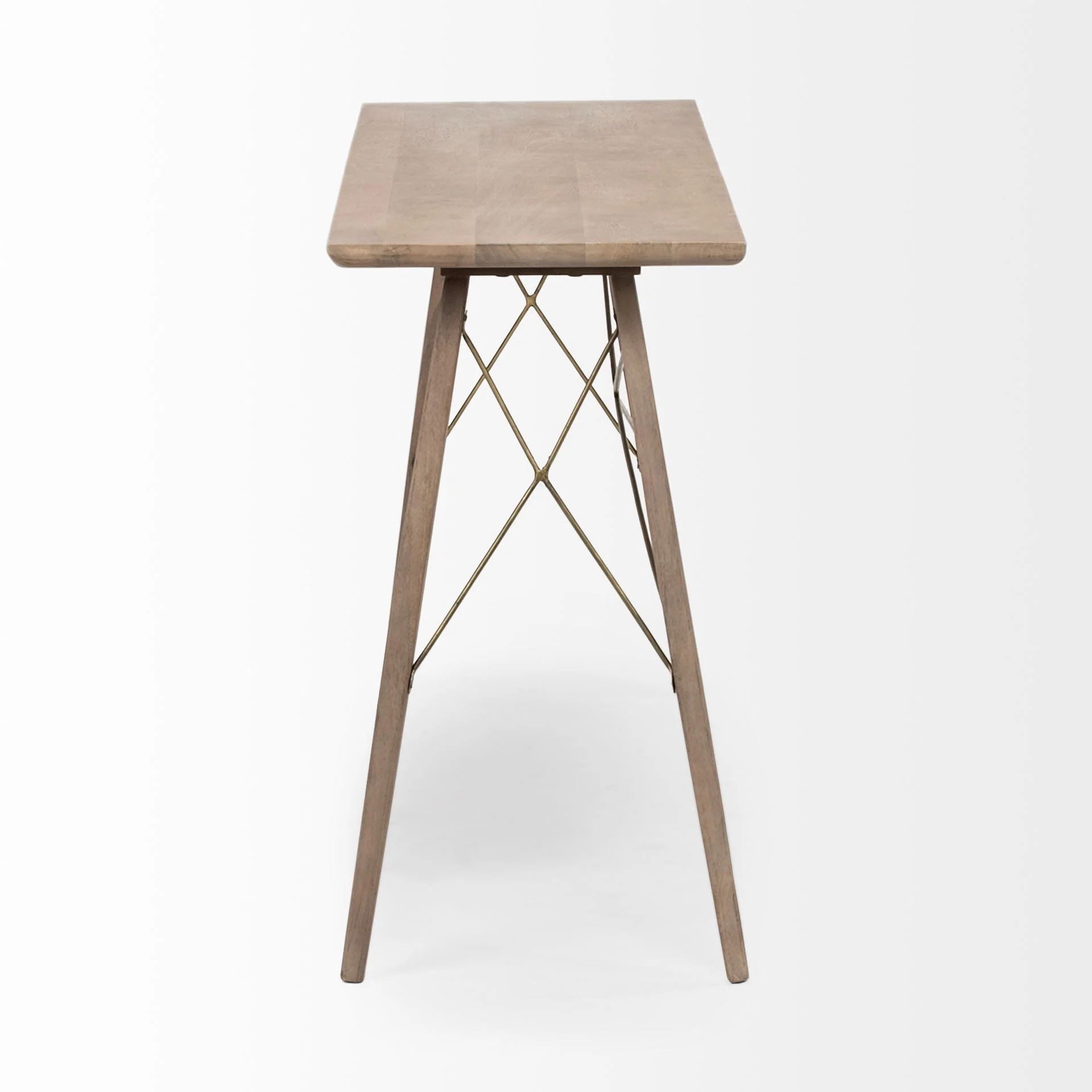 Medium Brown Wooden Console Table With 4 Angular Legs By Homeroots - Image 3