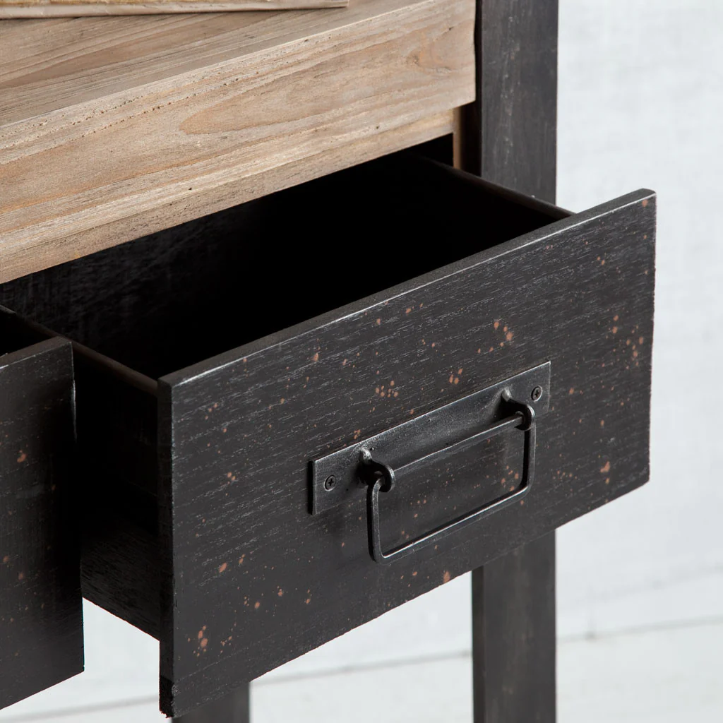 Medium Brown Wooden Console Table With Black Metal Frame And 3 Storage Drawers By Homeroots - Image 6
